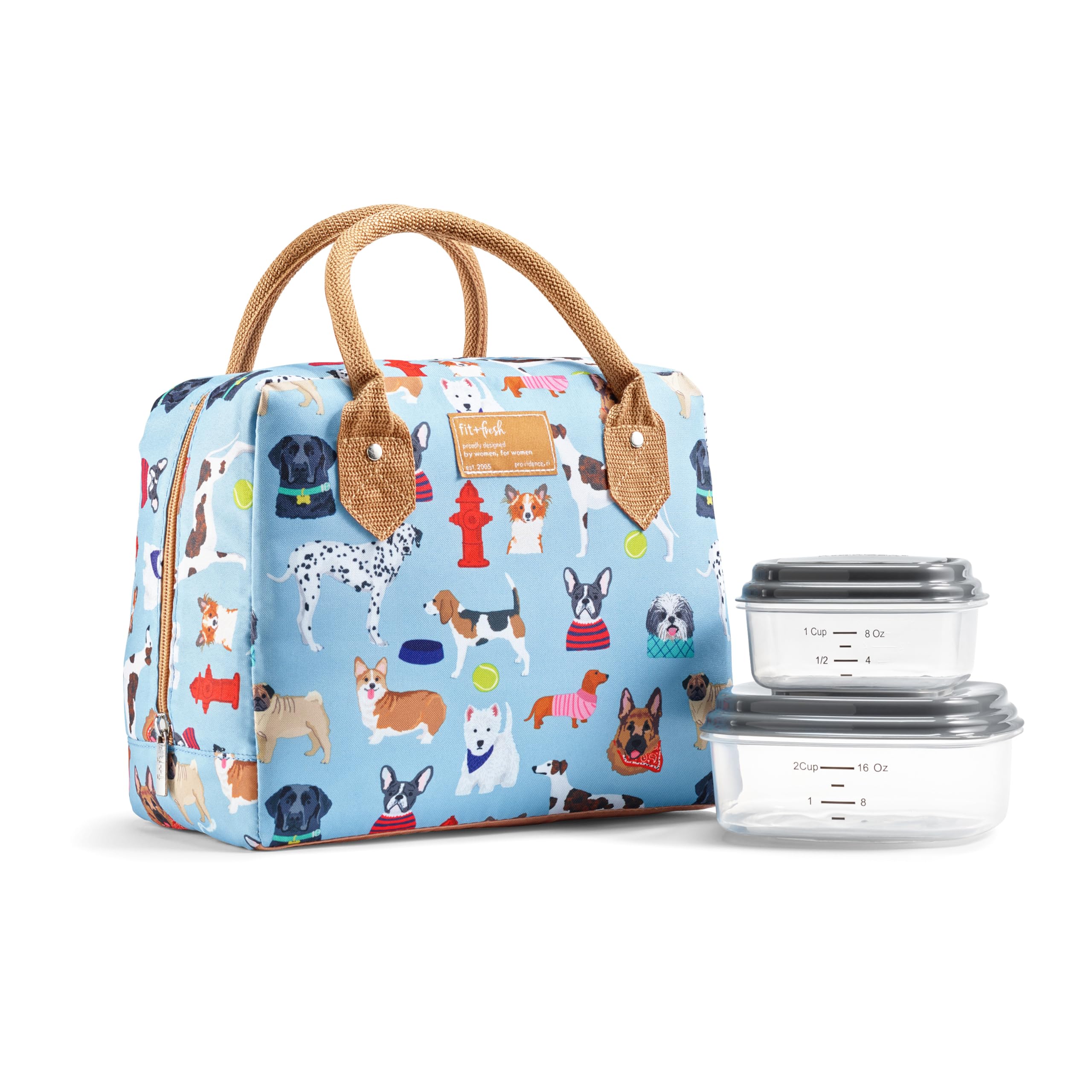 Fit & Fresh Insulated Lunch Bag for Women - Leakproof & Stain-Resistant Large Lunch Box with Containers & Zipper Closure - Perfect for Work, Office, School & Picnics - Bloomington Design