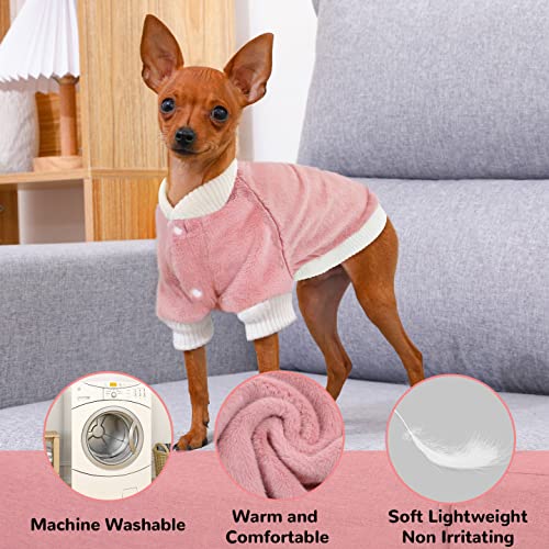 Demigreat Winter Warm Plush Small Dog Sweater Coat with Buttons - Soft Puppy Clothes for Small Dogs & Cats - Cozy Cold Weather Apparel for Boy or Girl Pets - Perfect for Outdoor Walks & Indoor Comfort