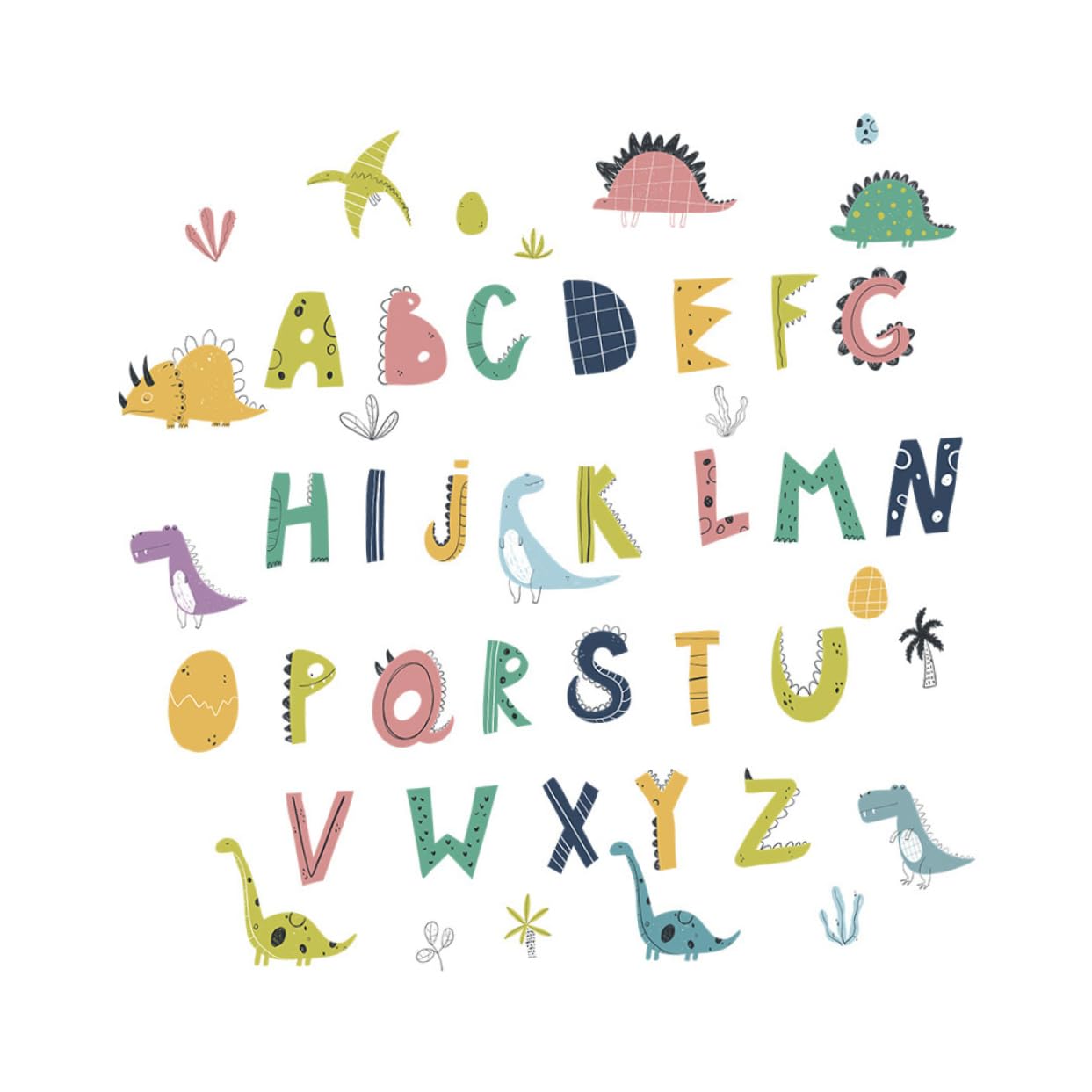 Wakauto 4 Sheets Alphabet Letter Stickers - Animal Themed Wall Decals for Kids Room, Nursery & Classroom Decor - Durable PVC Children's Wall Stickers for Learning & Play