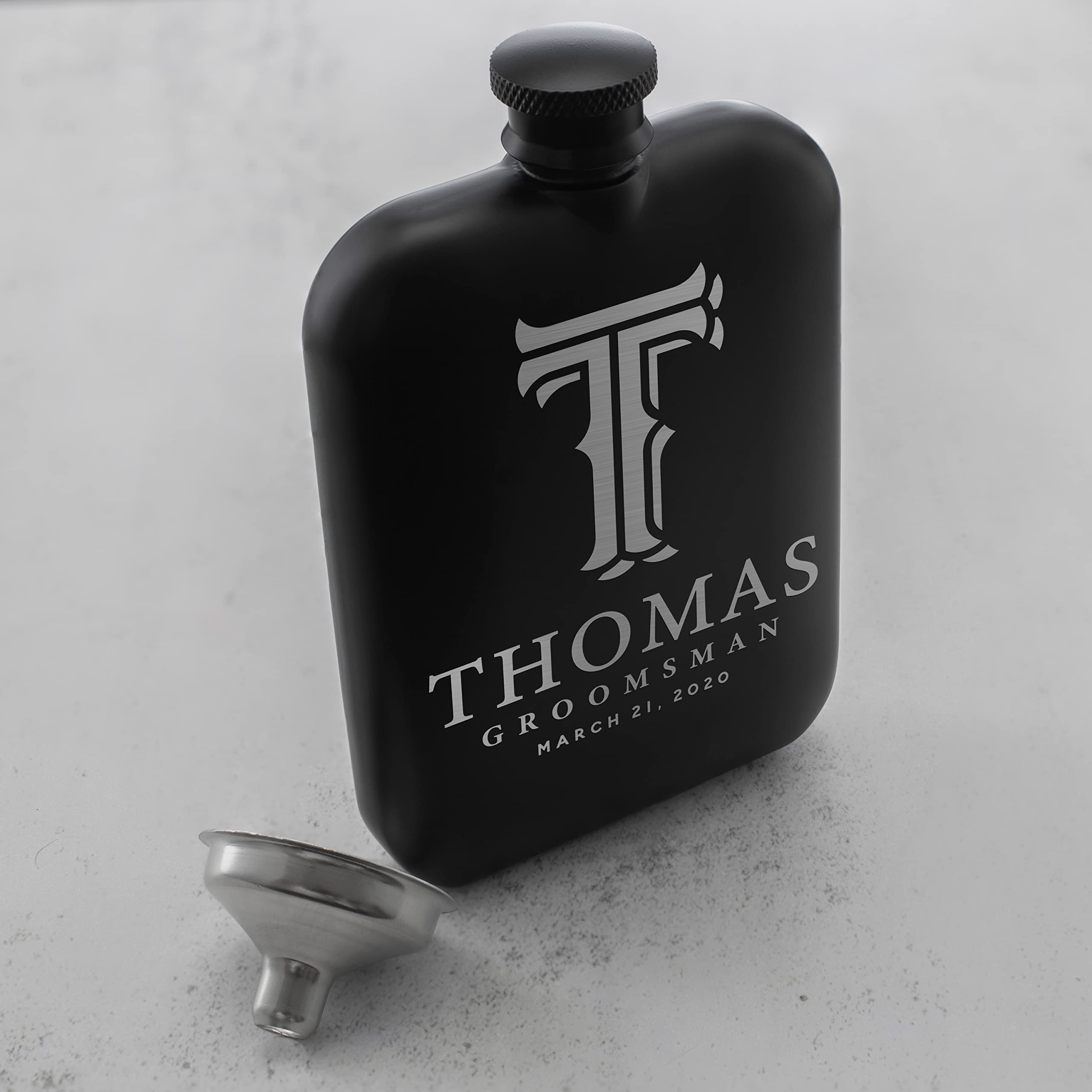 Personalized Groomsmen Flask Set of 6 - Engraved 6oz Stainless Steel Pocket Flask with Smooth Edges - Best Man Proposal Gift, Wedding Party Gifts for Groomsmen - Perfect for Bachelor Parties, Weddings & Special Celebrations