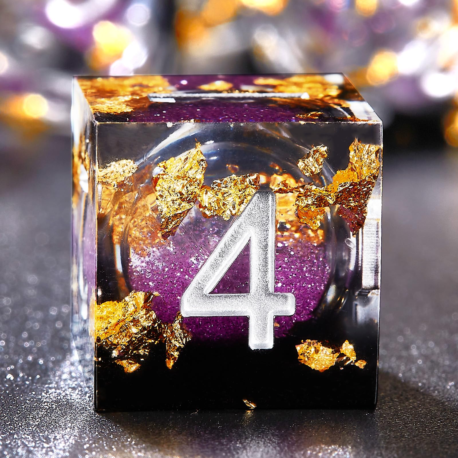 Joylord Sharp Edge Resin Dice Set for Dungeons & Dragons - Liquid Core & Gold Foil Polyhedral DND Dice | Handcrafted RPG, D&D, D20, D12, D10, D8, D6, D4 Dice Set | Perfect for Tabletop Gaming, D&D Campaigns & Role Playing Adventures