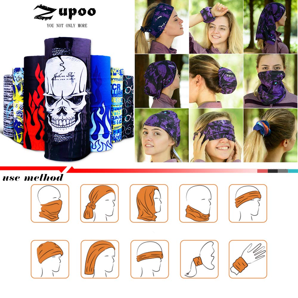 Zupro UV Protection Headbands for Men & Women - Breathable Sports Bandana, Face Mask & Neck Gaiter for Running, Cycling, Yoga - Perfect for Outdoor Activities & Workouts