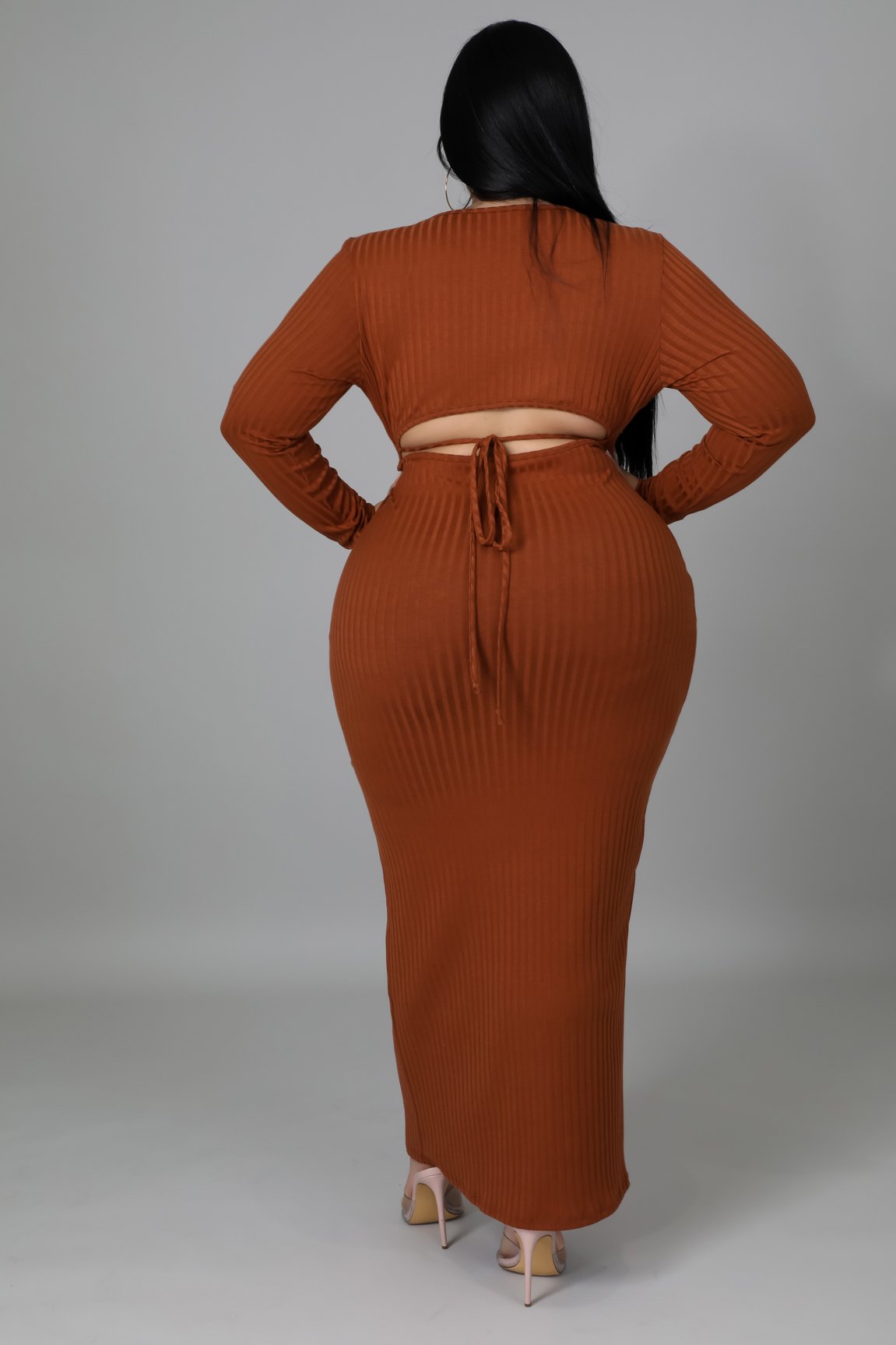 Lola Babe Women's Plus Size Curve Flowy Dress in Cognac Brown - Perfect for Casual Outings, Date Nights & Special Occasions