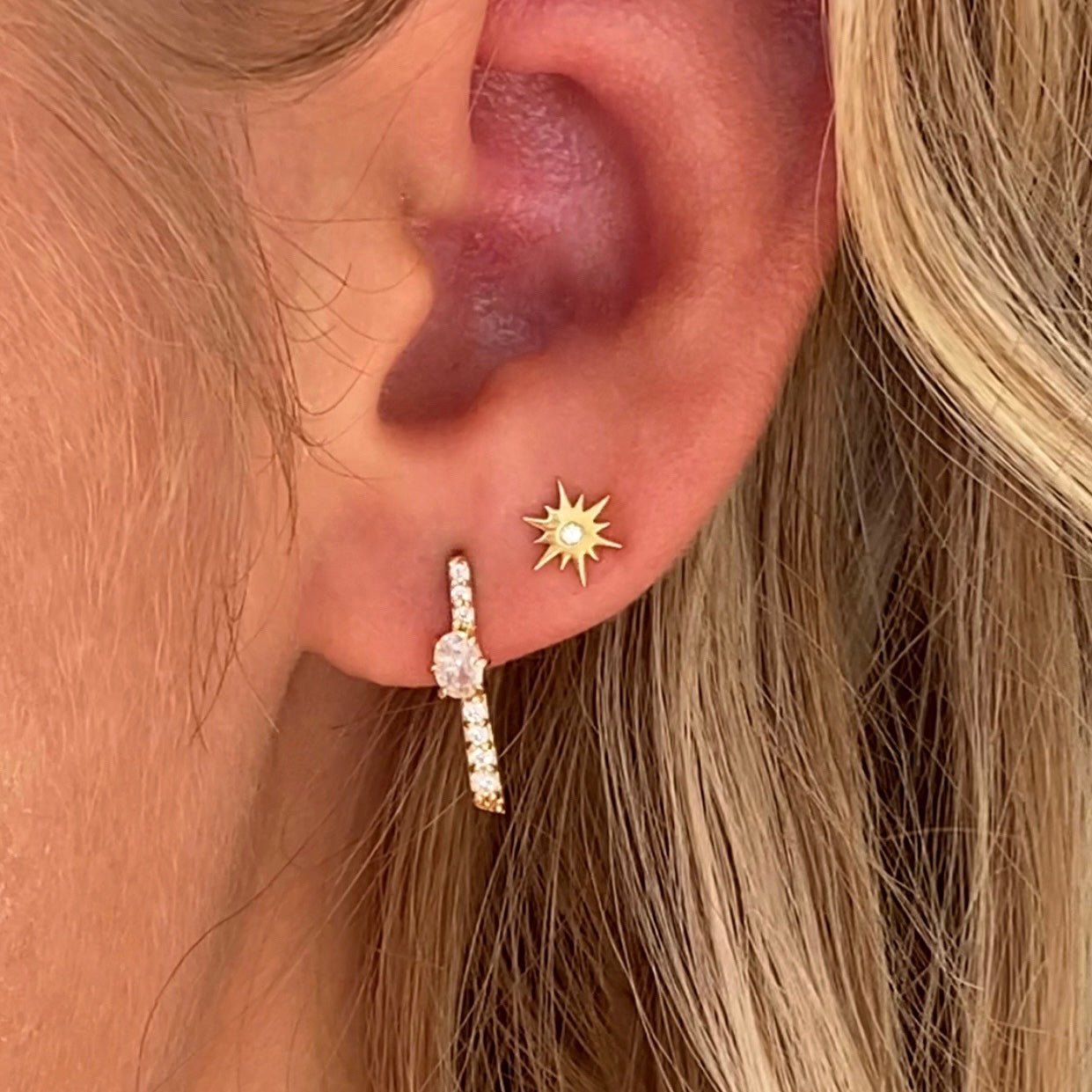 Dainty Kind Oval Bar Stud Earrings - Cubic Zirconia & Gold Plated for Women - Perfect for Parties, Weddings & Everyday Wear