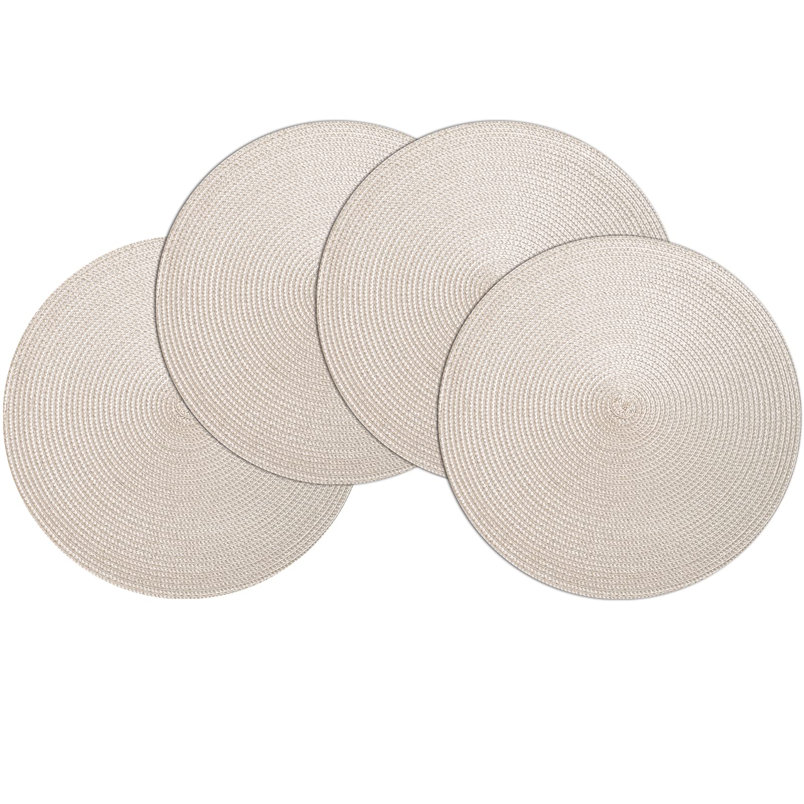 Braided Round Placemats Set of 4 - 15 Inch Woven Washable Non-Slip Table Mats for Kitchen Dining, Parties & Home Decor (Cream) - Perfect for Everyday Use, Holiday Gatherings & Dinner Parties