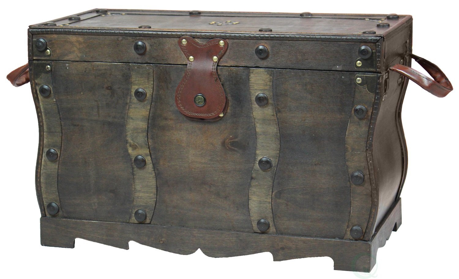 Antique Style Distressed Wooden Pirate Treasure Chest - Vintage Coffee Table Trunk for Home Decor, Storage & Pirate Themed Parties | Perfect for Living Room, Bedroom & Nautical Decor