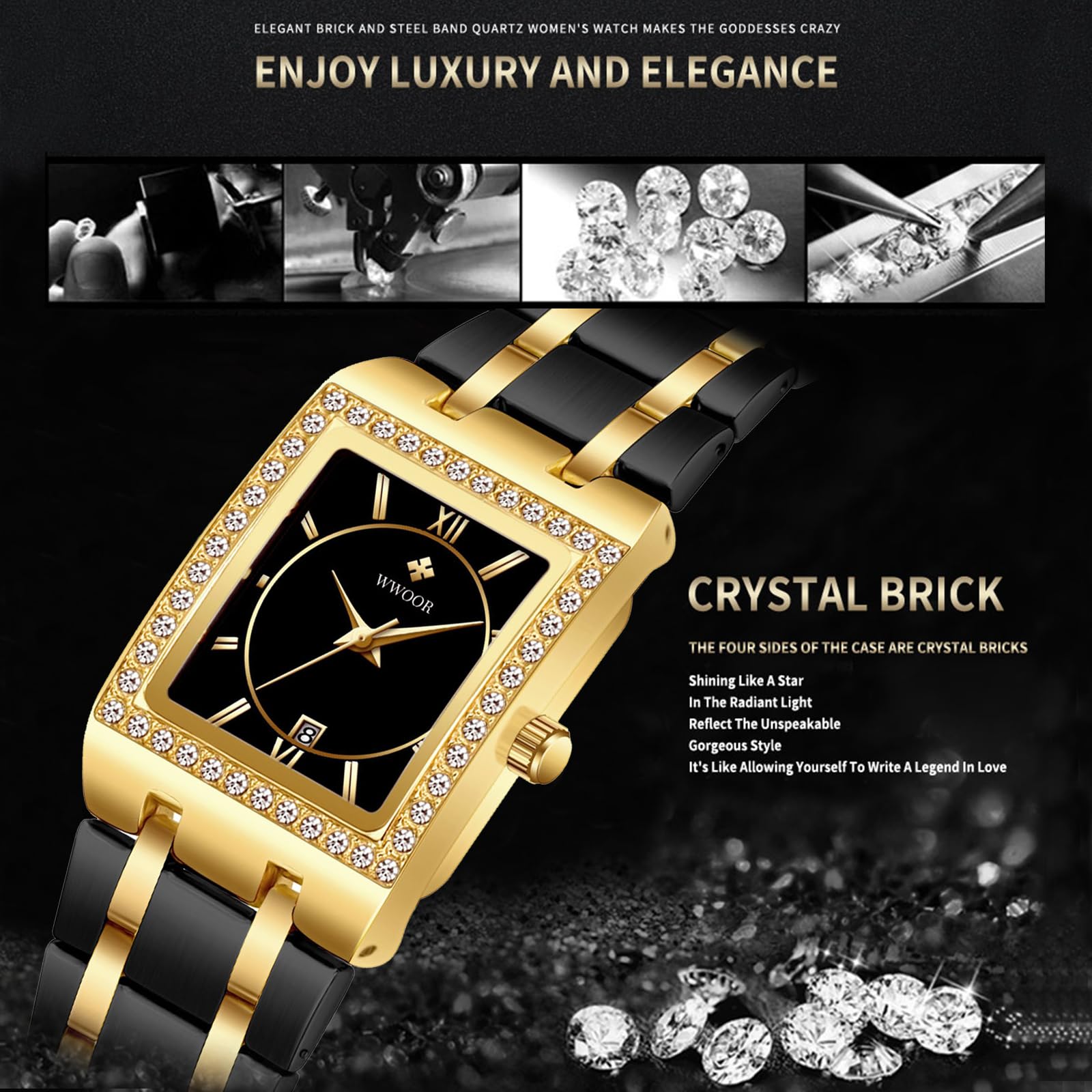 Fashion Women's Bracelet Watch - Diamond Analog Quartz, Waterproof Stainless Steel for Daily Wear