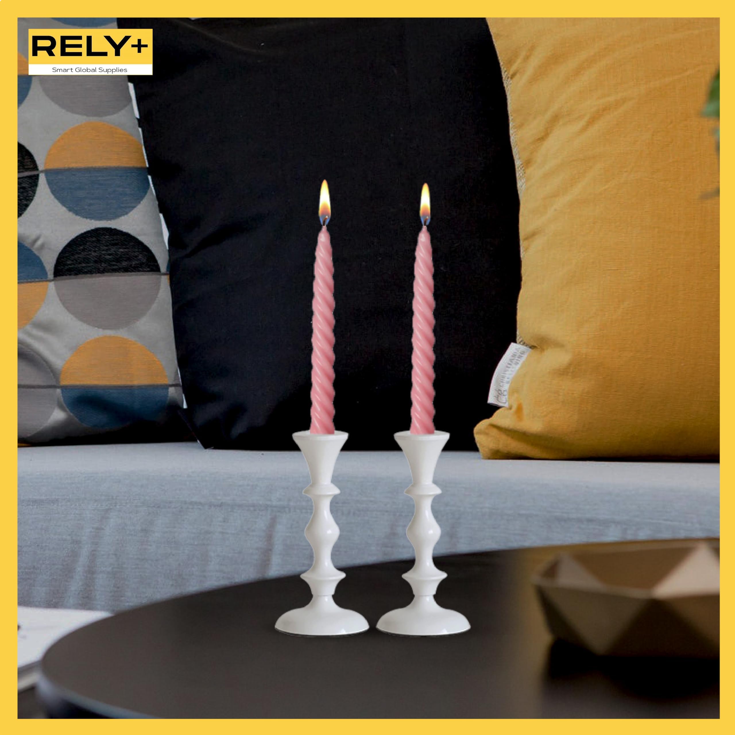 Elegant White Candle Holders Set of 2 - Decorative Taper Candle Sticks for Wedding, Dinner Party & Home Decor - Perfect Centerpiece for Romantic Tablescapes, Holiday Decorations and Special Occasions