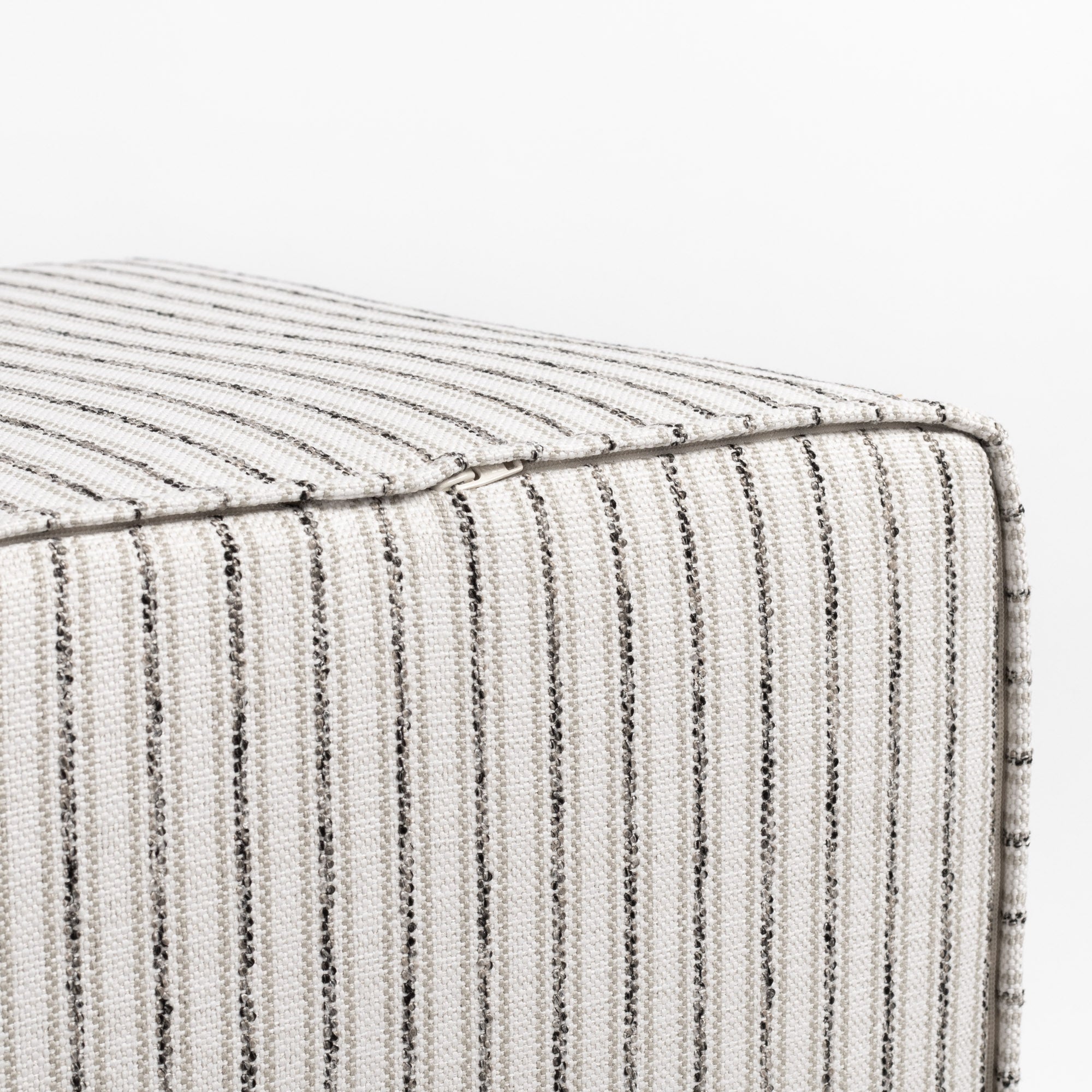 Rodin Stripe 16x16 Cube Ottoman - Natural Cotton Fabric Square Footrest Pouf for Living Room, Bedroom, and Nursery - Perfect for Extra Seating and Stylish Home Decor