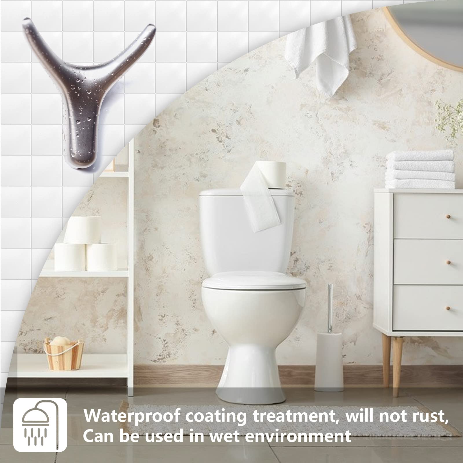 CARAGO 3-Pack Heavy Duty Metal Wall Hooks - Brushed Gray Coat & Towel Hooks for Bathroom, Kitchen, Living Room - Perfect for Hanging Clothes, Hats, Bags, Towels - Ideal for Home, Office & Dorm Organization