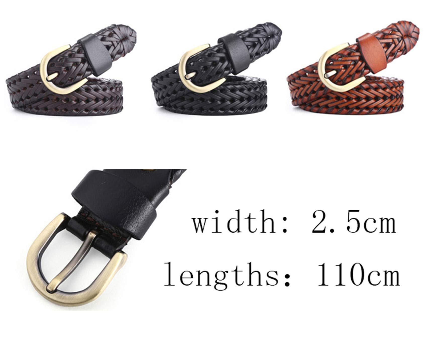 Andongnywell Men's Braided Leather Belt - Fashion Woven Belt for Jeans & Dress - Adjustable Pin Buckle Strap for Men & Women | Perfect for Casual, Office & Formal Occasions