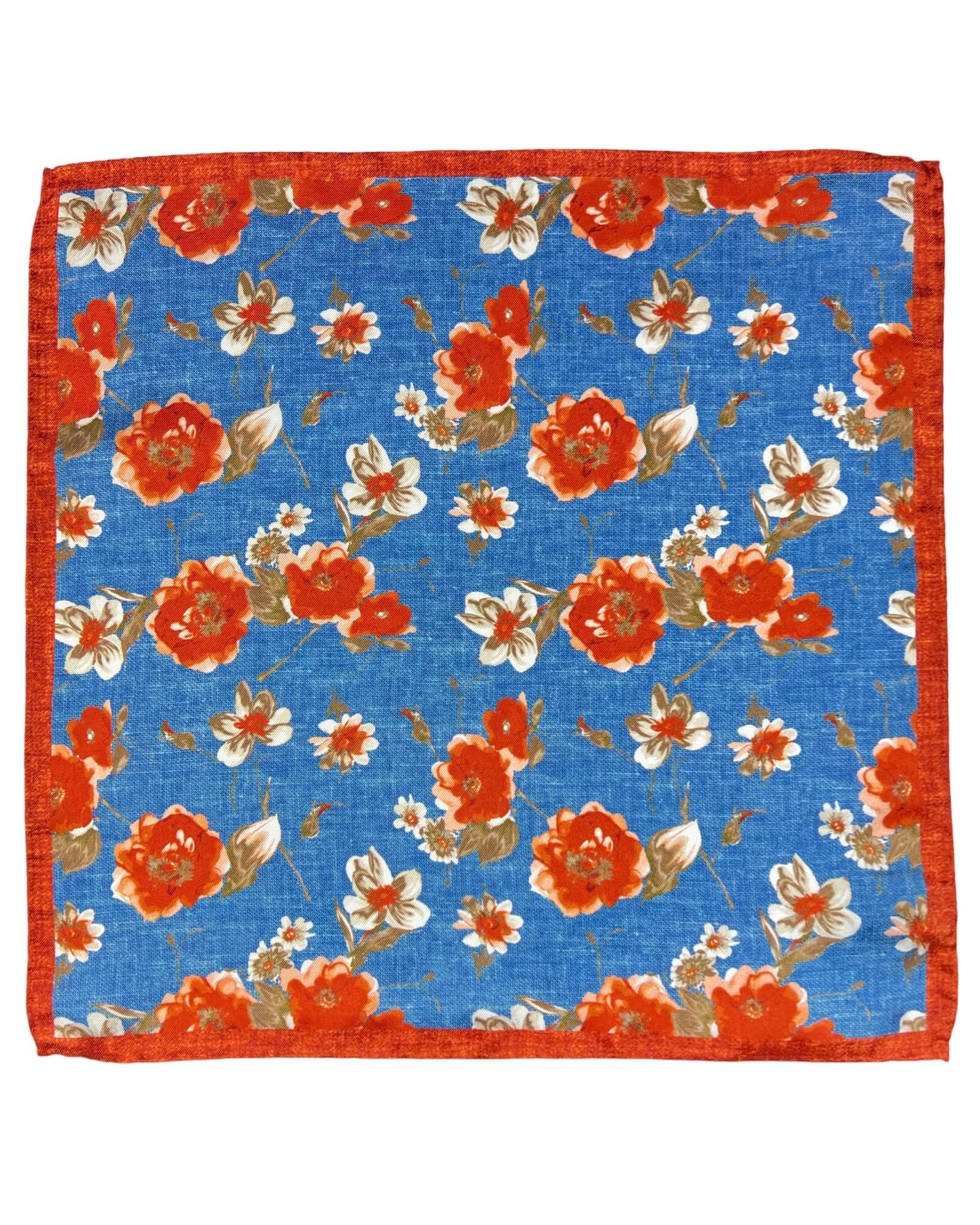 DÉCLIC Forio Floral Handkerchief - Rust Color Vintage Style Cotton Scarf for Women, Bridal Accessories, Wedding Favors, and Everyday Elegant Fashion