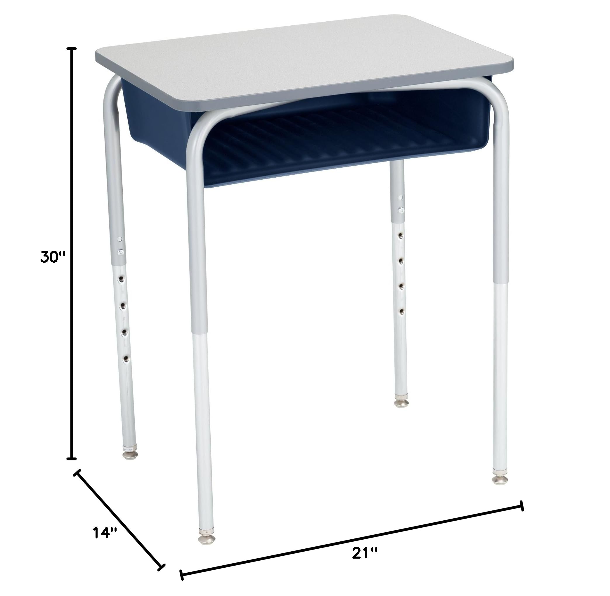 Adjustable Height Student Desk with Storage - Gray/Navy for Home & School