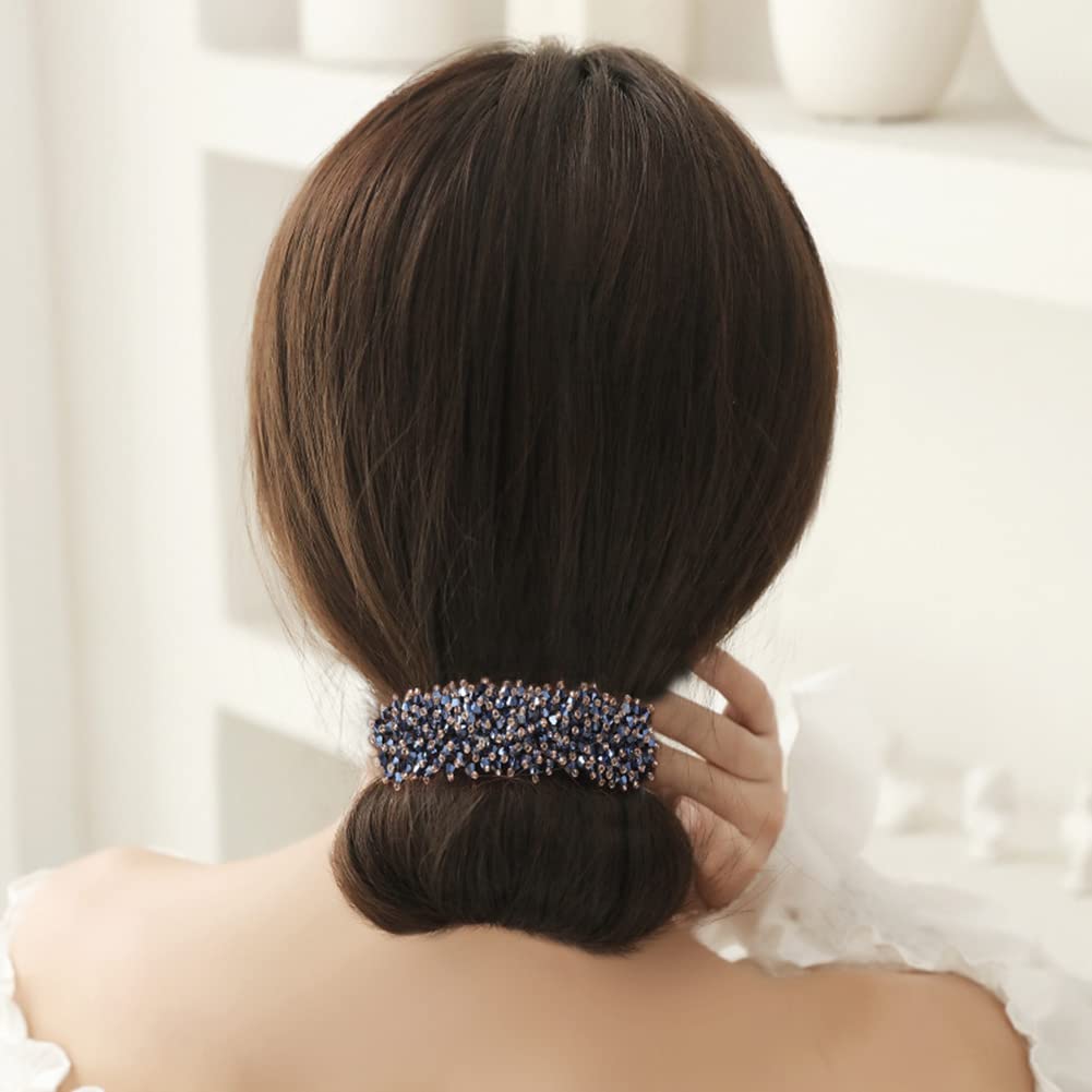 2 PCS Rhinestone Bun Makers - Crystal Hair Styling Tools for Easy DIY Hairstyles, Pink & Blue Hair Accessories | Perfect for Parties, Weddings & Special Occasions