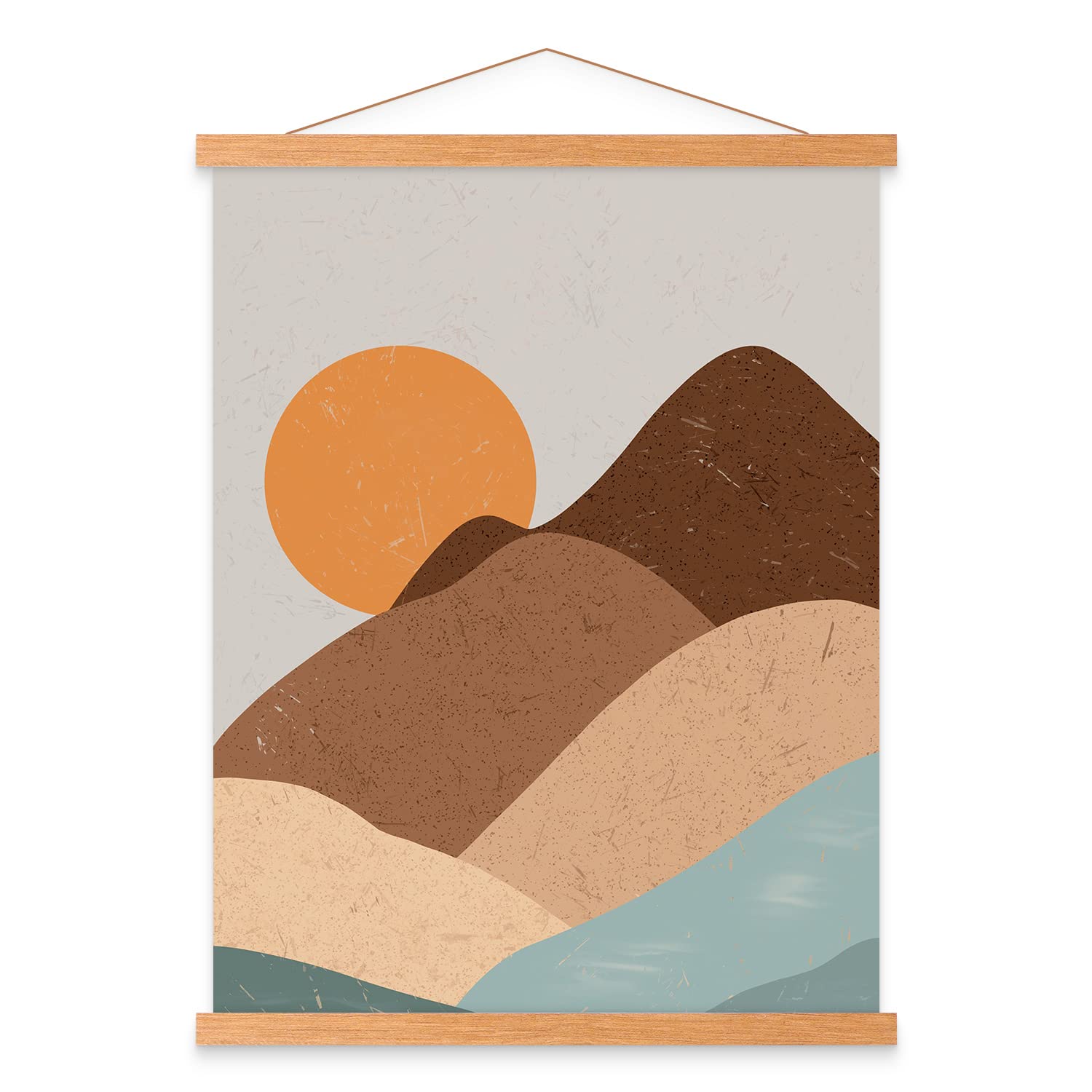 Benjia A3 Magnetic Wooden Poster Frame - Light Teak Hanging Kit for Canvas Artwork & Prints (30cm/11.8