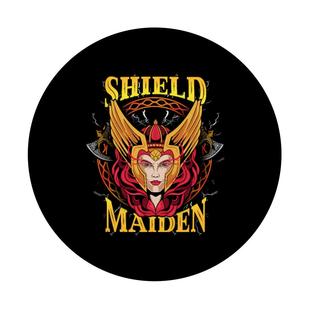 Norse Mythology Shield Maiden Warrior PopSockets - Phone & Tablet Grip Stand with Swappable Cover | Perfect for Gaming, Work & Daily Use