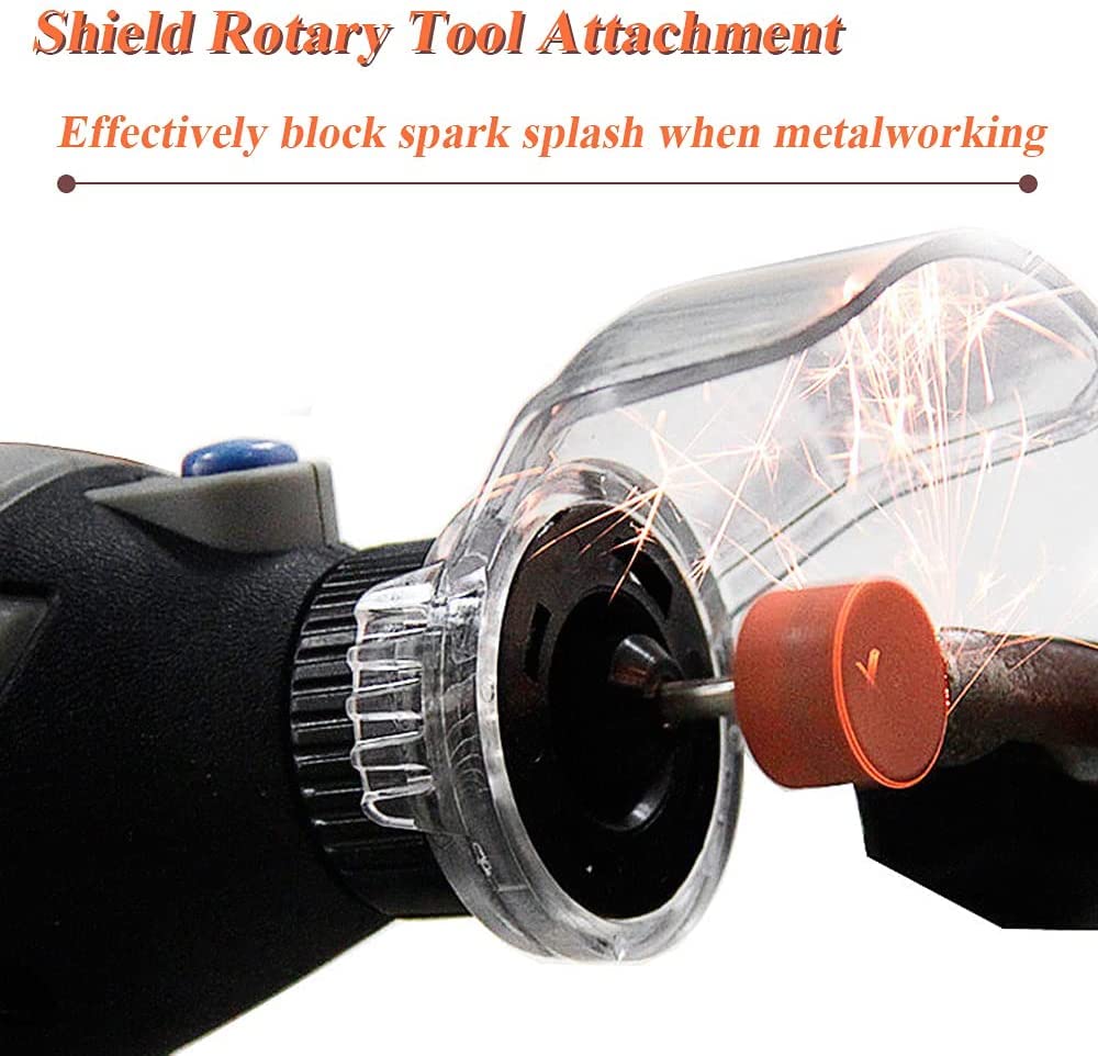 4-Piece Rotary Tool Shield Attachment Kit - Transparent Safety Protective Cover for Wood & Metal Cutting, Sanding, Polishing - Perfect for DIY Projects, Crafting & Home Repairs