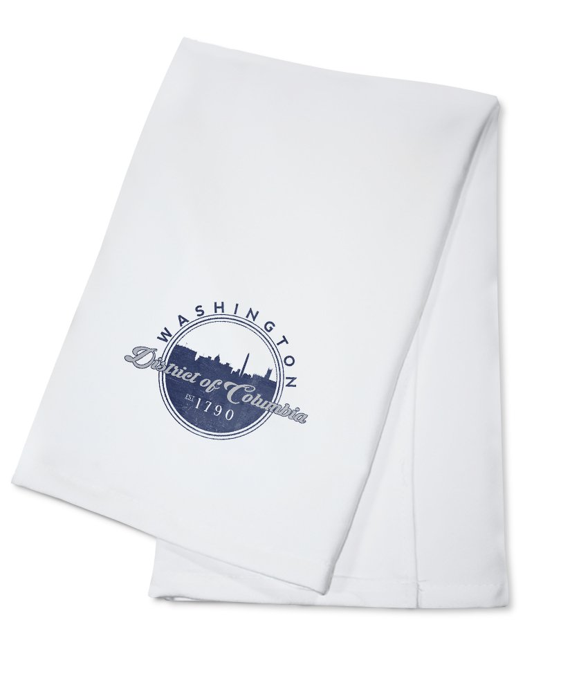 Washington D.C. Skyline Seal Blue 100% Cotton Tea Towel - Decorative Hand Towel for Kitchen & Home Decor - Perfect for Dish Drying, Gift Giving, and American Souvenirs