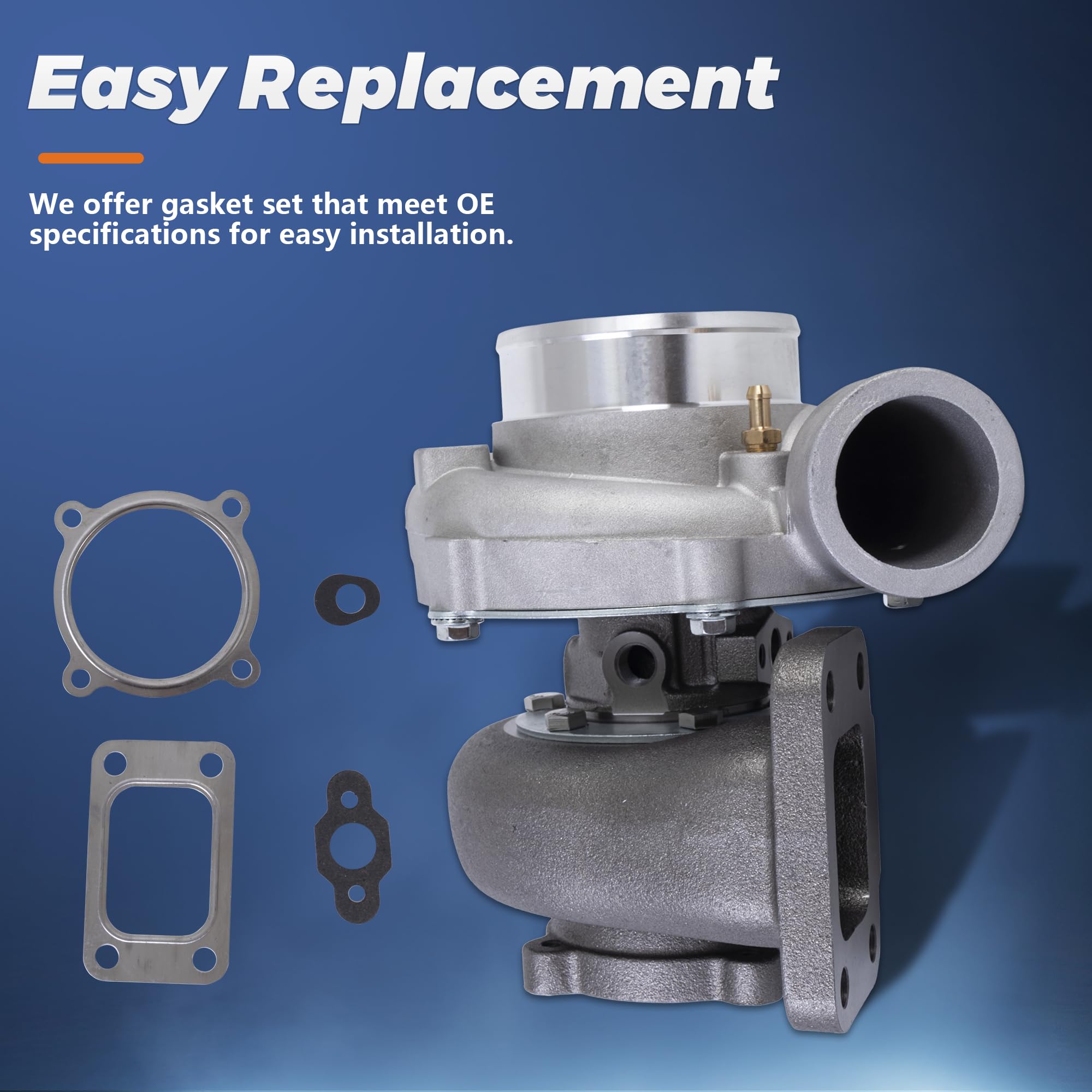 GT3582 GT35 Turbocharger with Gaskets - T3 Flange 0.63 A/R 600HP Universal Turbocharger Replacement for 2.5L-6.0L Engines - Performance Boost for Racing, Tuning & High-Power Vehicles