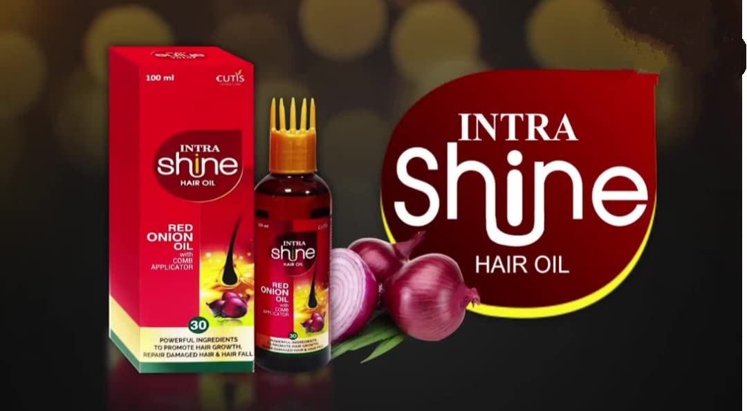 LYUD Intrashine Red Onion Hair Oil with Comb Applicator - 100ml Natural Hair Growth Treatment for Thicker, Stronger Hair - Perfect for Daily Scalp Massage & Damaged Hair Repair