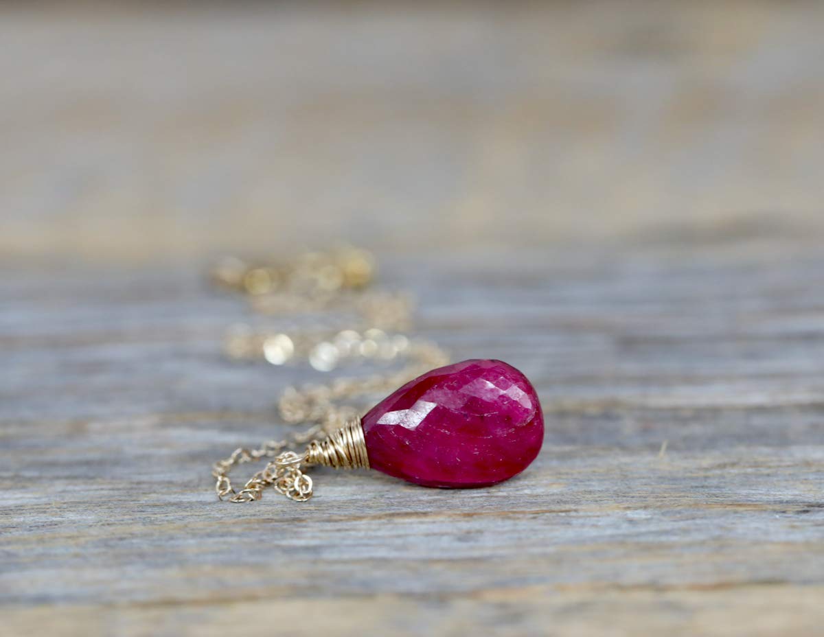 Genuine Ruby Gemstone Pendant Necklace - July Birthstone Jewelry for Women - Elegant Birthday Gift Idea for Her - Perfect for Anniversaries, Valentine's Day & Special Occasions