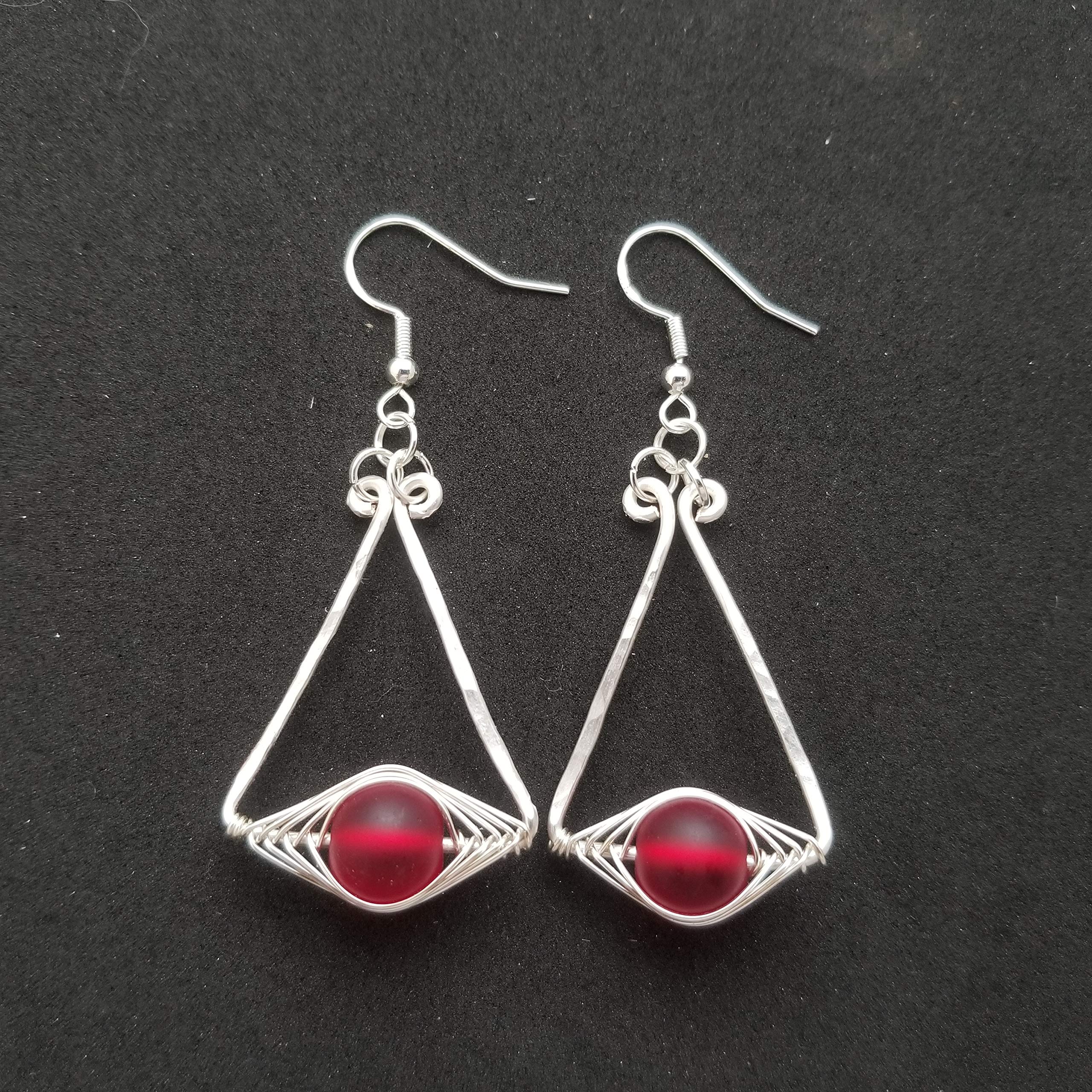Handmade Hawaiian Sea Glass Earrings for Women - Ruby Red 