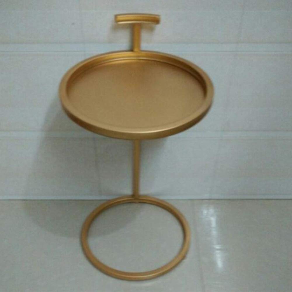 Gold Round Bistro Side Table with Tray - 15.74
