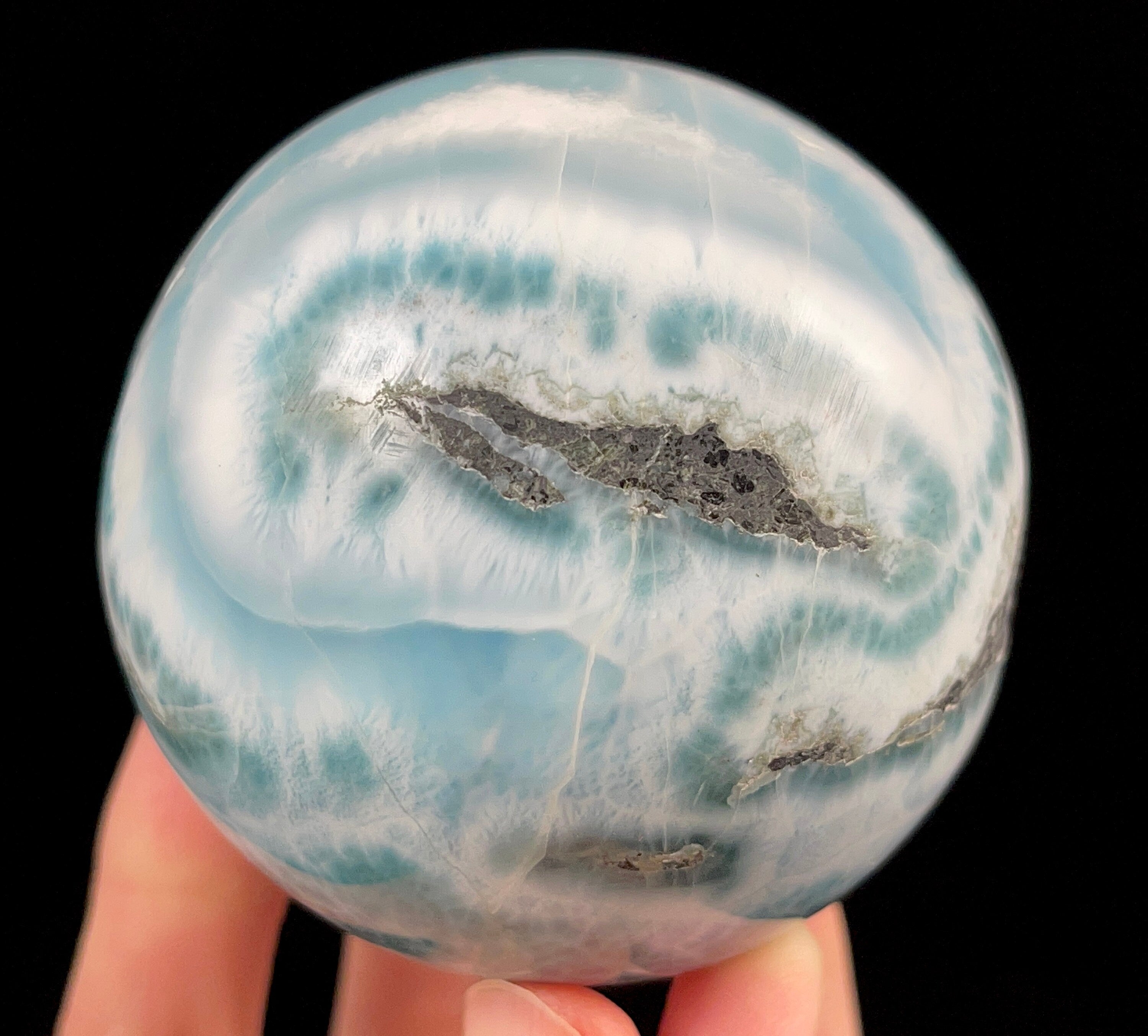LARIMAR Crystal Sphere - Healing Crystal Ball for Meditation, Housewarming Gift, Home Decor, Feng Shui, 52391 | Perfect for Yoga, Reiki, and Spiritual Healing