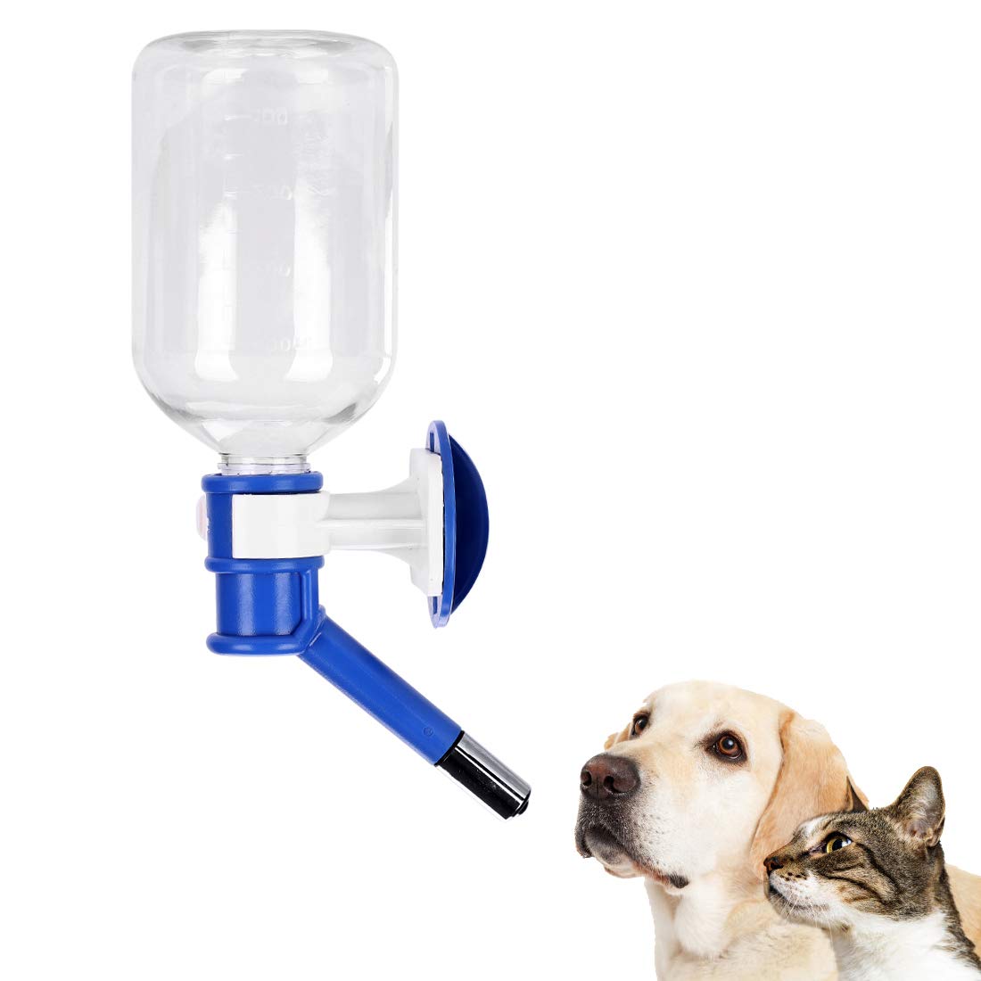 No-Drip Automatic Pet Water Feeder Bottle - 500ml/17oz Hanging Water Dispenser for Dog Kennel, Puppy Crate & Small Animals | Leak-Proof, Portable & Easy to Use for Travel, Camping & Home Use