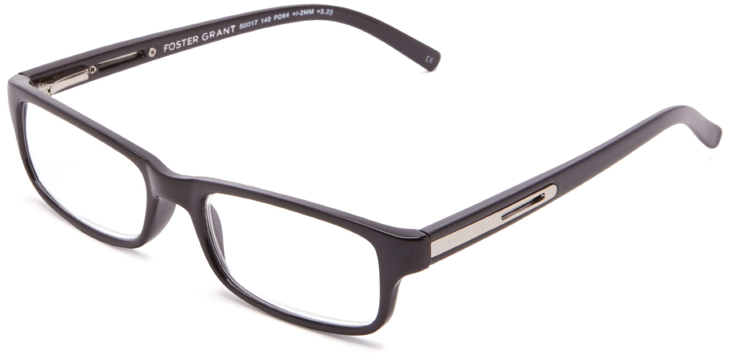 Foster Grant Men's Brandon Rectangular Reading Glasses - Classic Eyewear for Reading & Computer Use - Lightweight & Comfortable for Daily Wear