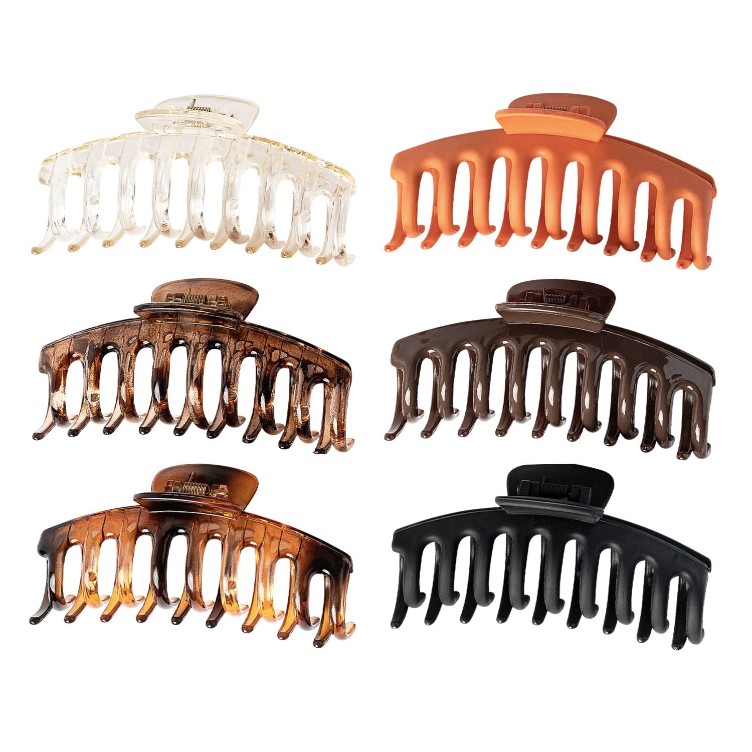 6 Pack Large Hair Claw Clips for Women - 4.33 Inch Strong Hold Non-Slip Flower Clips for Thick, Thin & Medium Hair Styling | Neutral Colors | Perfect for Work, Gym & Everyday Hairstyles