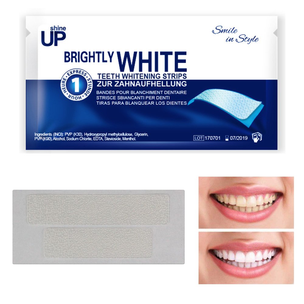 ShineUP Teeth Whitening Strips - Peroxide-Free & Sensitivity-Free Dental Bleaching Strips, 28 No-Slip Whitening Strips for a Brighter Smile | Perfect for Home Use, Travel & Special Occasions