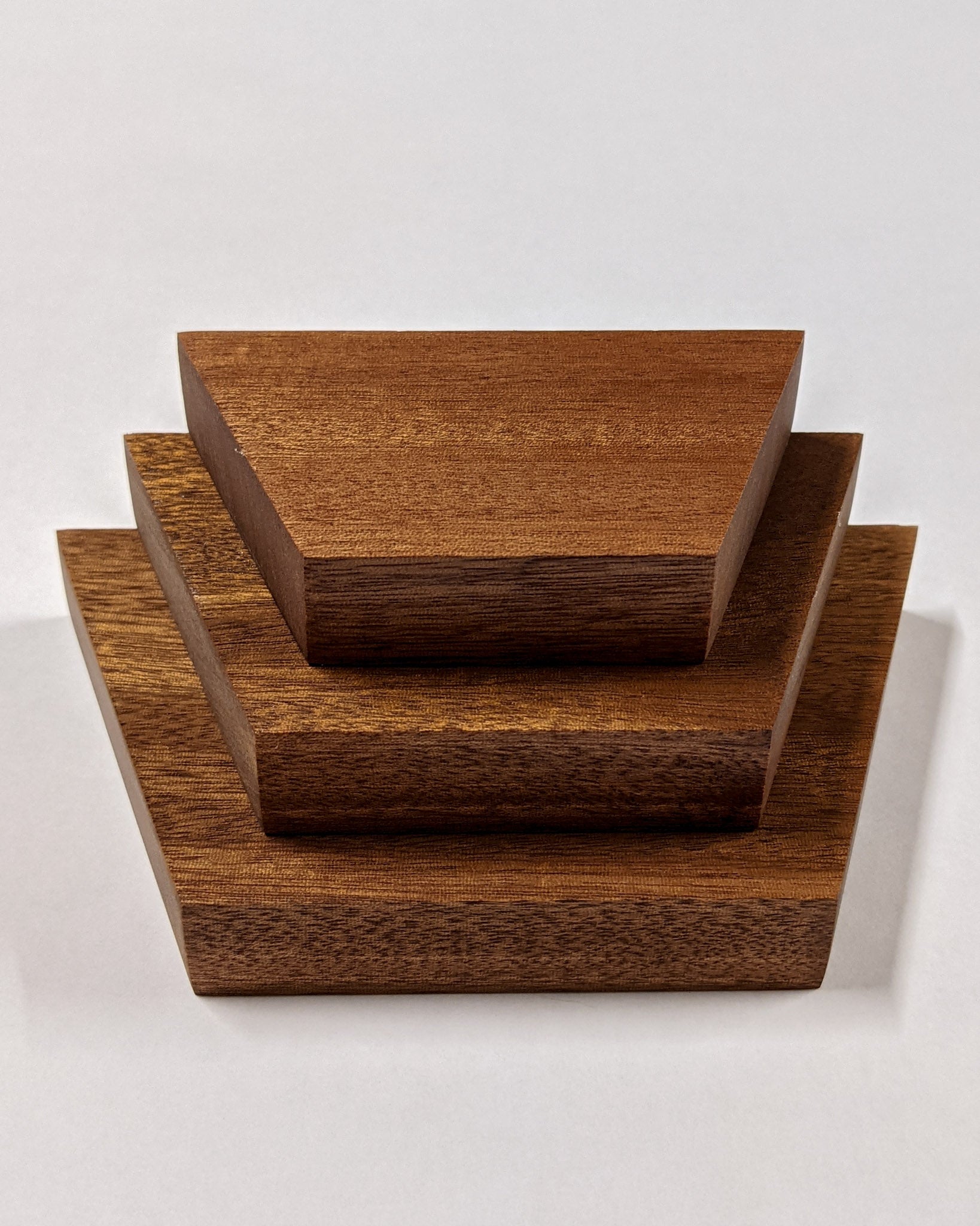 Stylish Mahogany Small Trapezoid Display Shelf - Perfect for Home Decor, Retail Stores & Office Organization