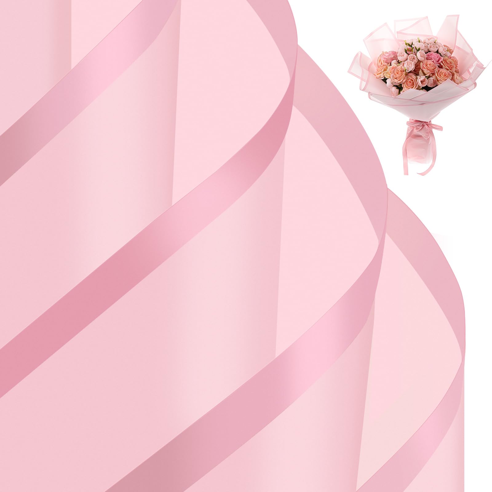 25 Sheets Waterproof Floral Wrapping Paper - Bouquet Gift Wrap for Wedding, Birthday, Party, DIY Crafts - Pink Flower Packaging Supplies for Florists & Gift Boxes (Ideal for Bridal Bouquets, Anniversary Gifts & Special Occasions)