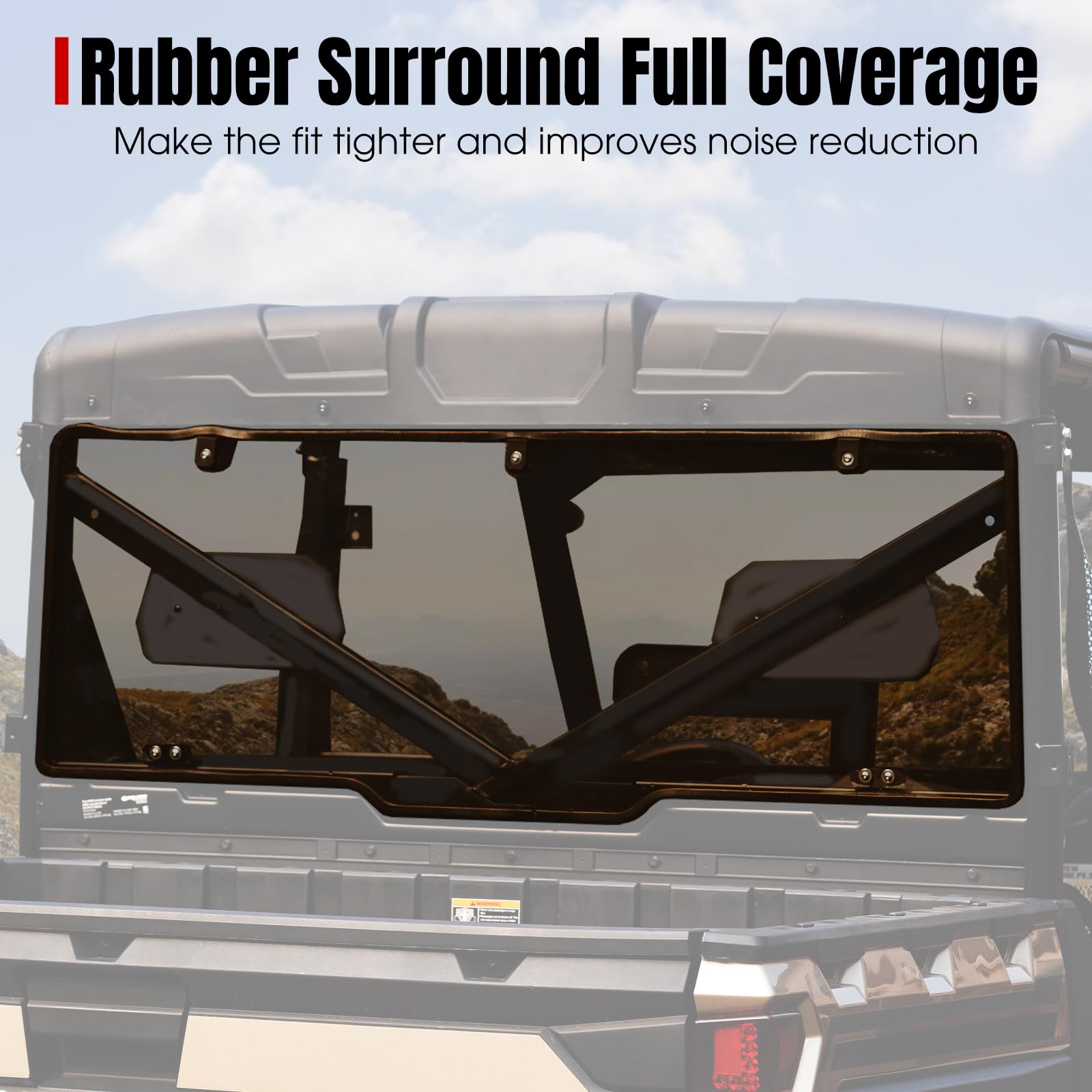 Tinted Rear Window for 2017-2025 Polaris Ranger XP 1000 & Crew | UTV PRO Dark Back Windshield Accessories | Perfect for Off-Roading, Hunting & Farm Work