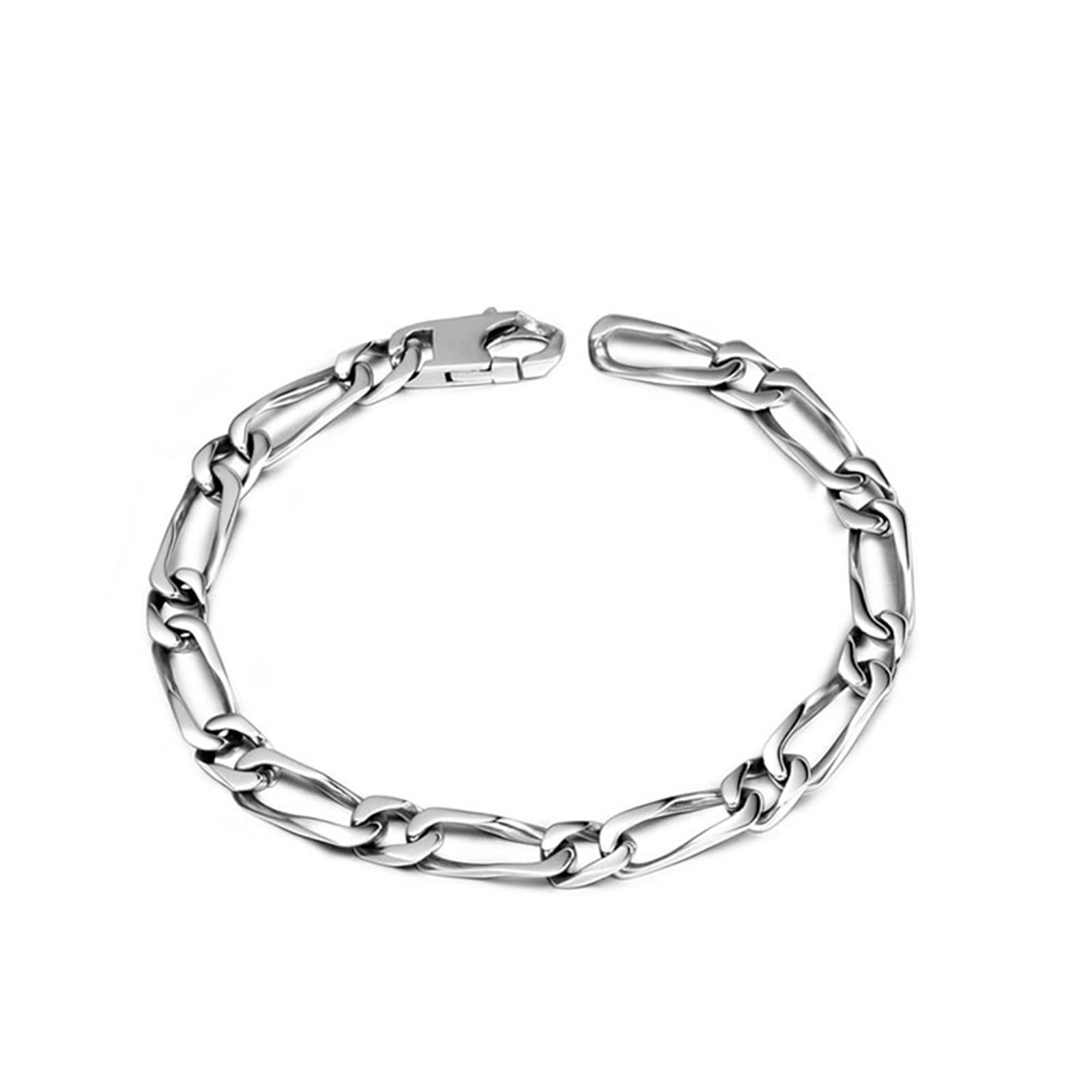 Beydodo Personalized Figaro Chain Bracelet for Men & Women - Stainless Steel ID Tag Identity Bracelet 8-8.6 Inch Adjustable - Perfect for Gifts, Travel, Medical Alert & Fashion Accessories