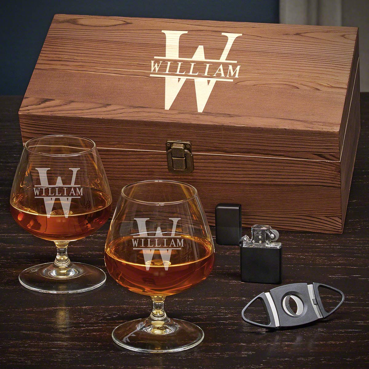 Personalized Oakmont Cognac Glasses Set - Engraved Crystal Brandy Glasses for Gifts, Home Bar & Special Occasions - Elegant Whiskey Tumbler Set for Men & Women