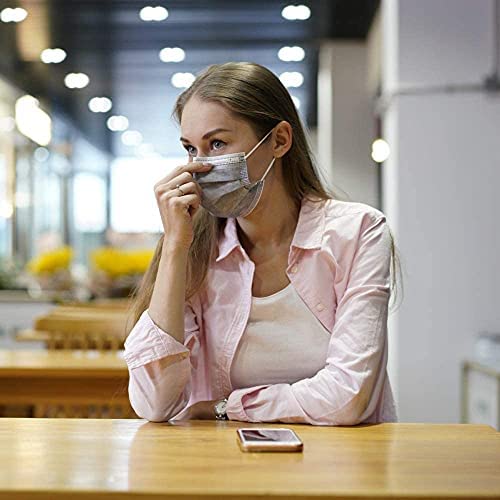 Wisezag 100-Pack Grey 3-Ply Disposable Face Masks with Nose Clip - Breathable & Comfortable for Daily Use, Travel, Work, and Public Safety Protection
