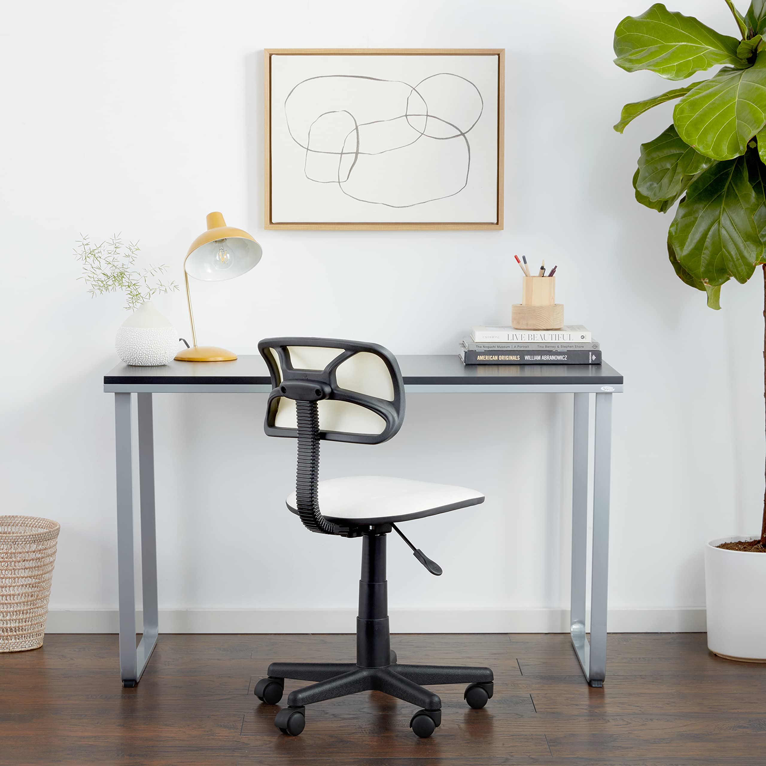 Safco Products 1943BLSL Black and Silver Home Office Computer Desk - Perfect for Remote Work, Study & Small Spaces