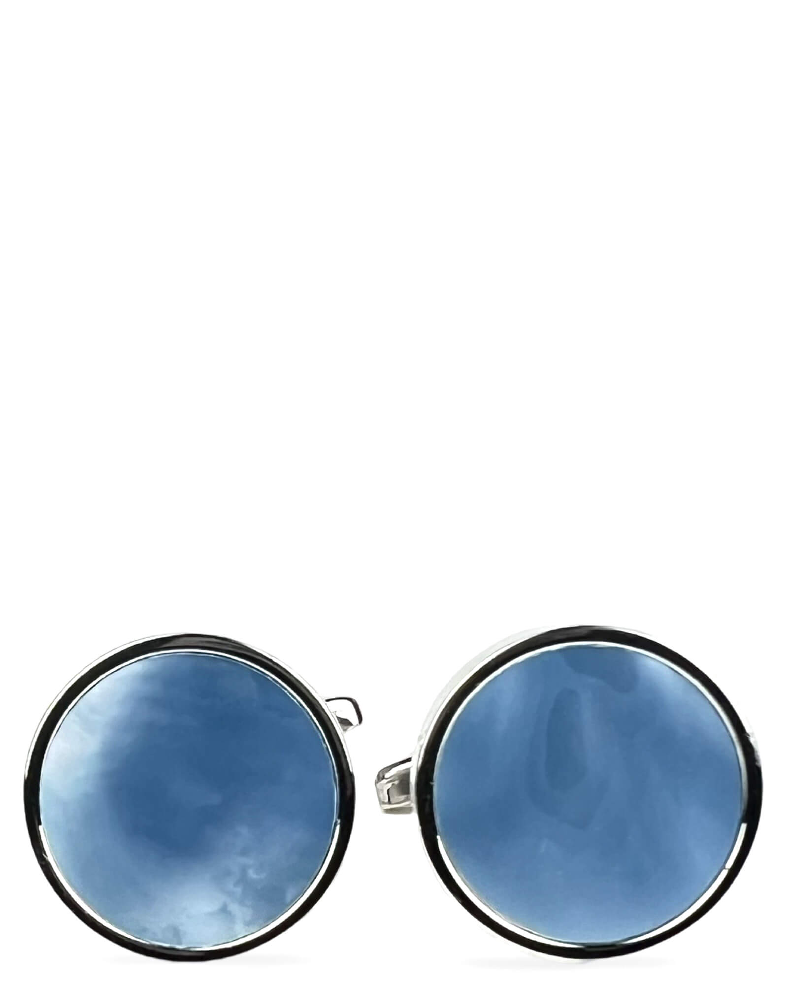 Elegant DÉCLIC MOP Round Cufflinks in Silver - Perfect for Weddings, Business Attire & Formal Events