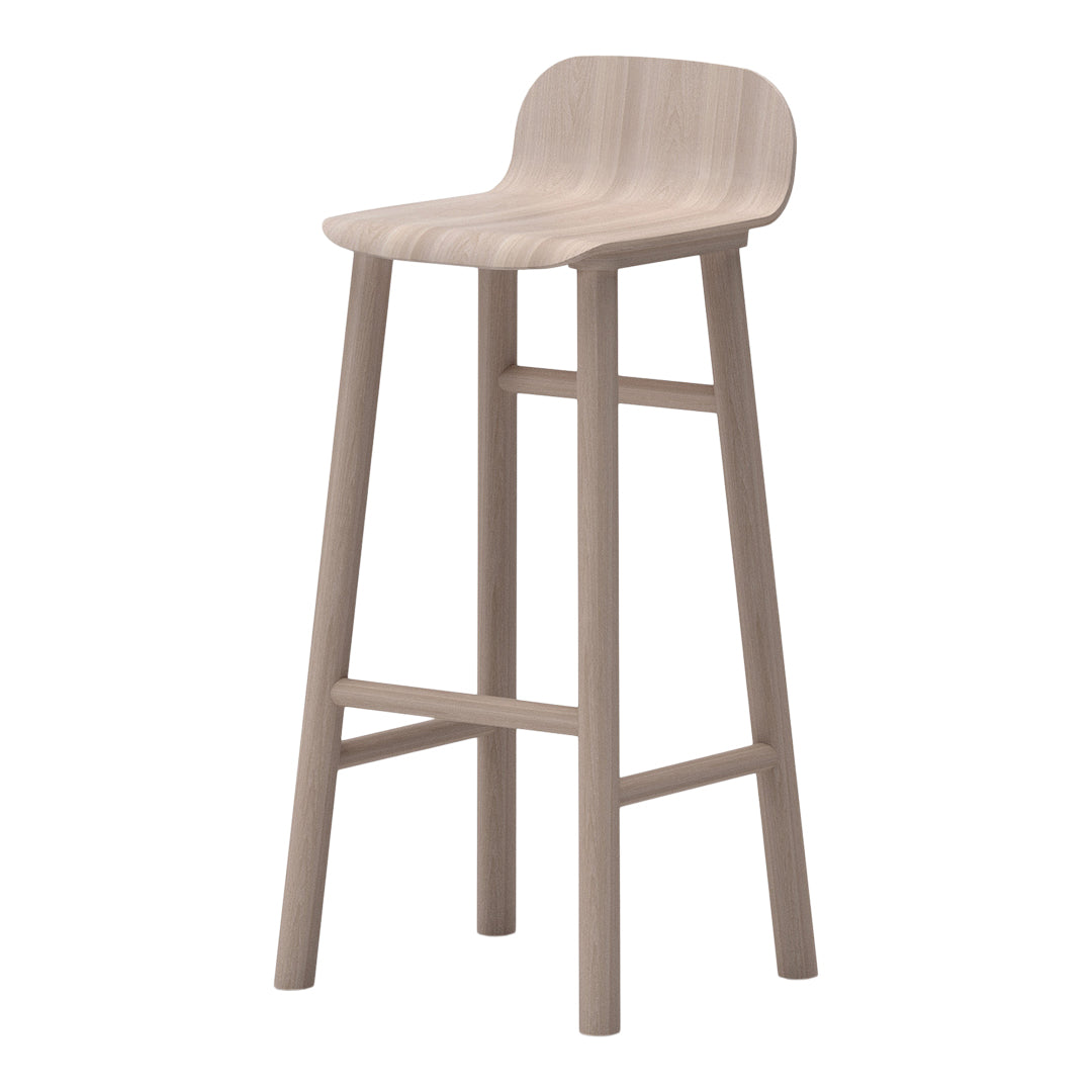 Beech Wood Shell 75 Barstool - Low Back Bar Stool for Kitchen Island, Breakfast Nook & Home Bar | Modern Dining & Seating Furniture