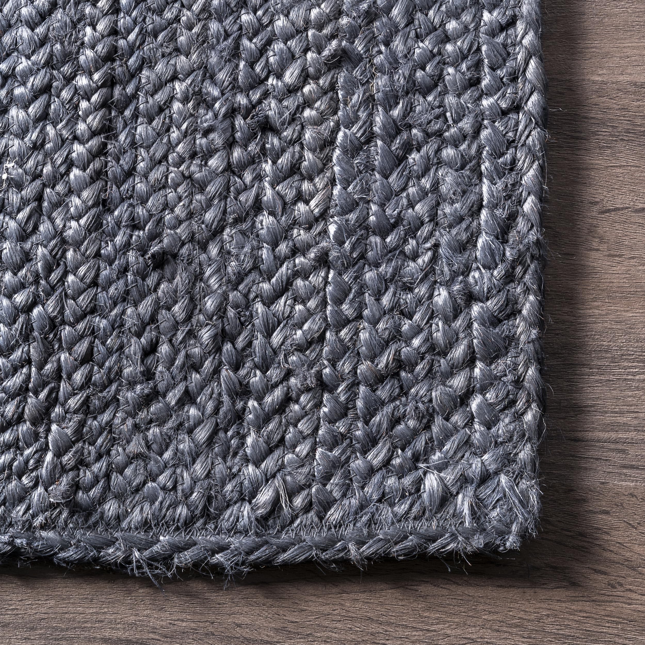 nuLOOM 2x10 Rigo Jute Hand Woven Area Rug - Navy Blue Solid Farmhouse Design, Natural Fiber Rug for Bedroom, Living Room, Dining Room, Hallway, Office, Kitchen & Entryway - Perfect for Boho Chic Decor & Cozy Home Accents