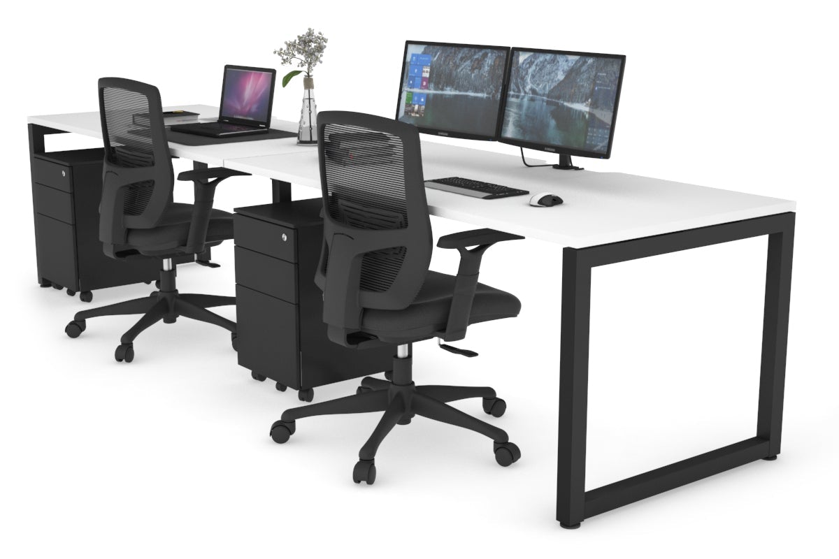 Quadro Loop Legs 2-Person Office Workstation - 1600L x 800W with Cable Management | Ergonomic Shared Desk for Collaborative Workspaces & Home Offices