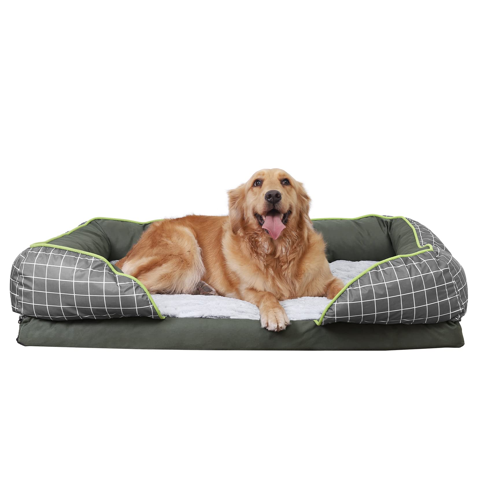BingoPaw Extra Large Orthopedic Dog Bed - Waterproof, Heavy Duty Pet Sofa with Anti-Scratch Bolster - Durable Oxford Fabric Washable Removable Cover - Perfect for Large & Jumbo Dogs - Ideal for Living Room, Bedroom & Pet-Friendly Spaces