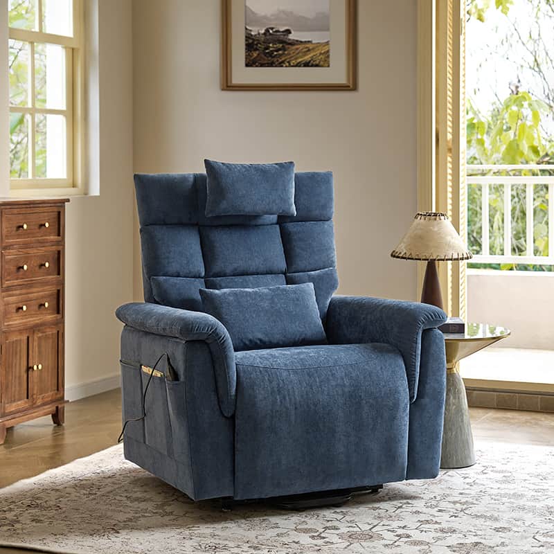 Lift Assist Power Recliner Geri Chair with Intense Massage & Heat - Electric Lift Chair for Elderly & Disabled - Perfect for Living Room, Bedroom & Home Care