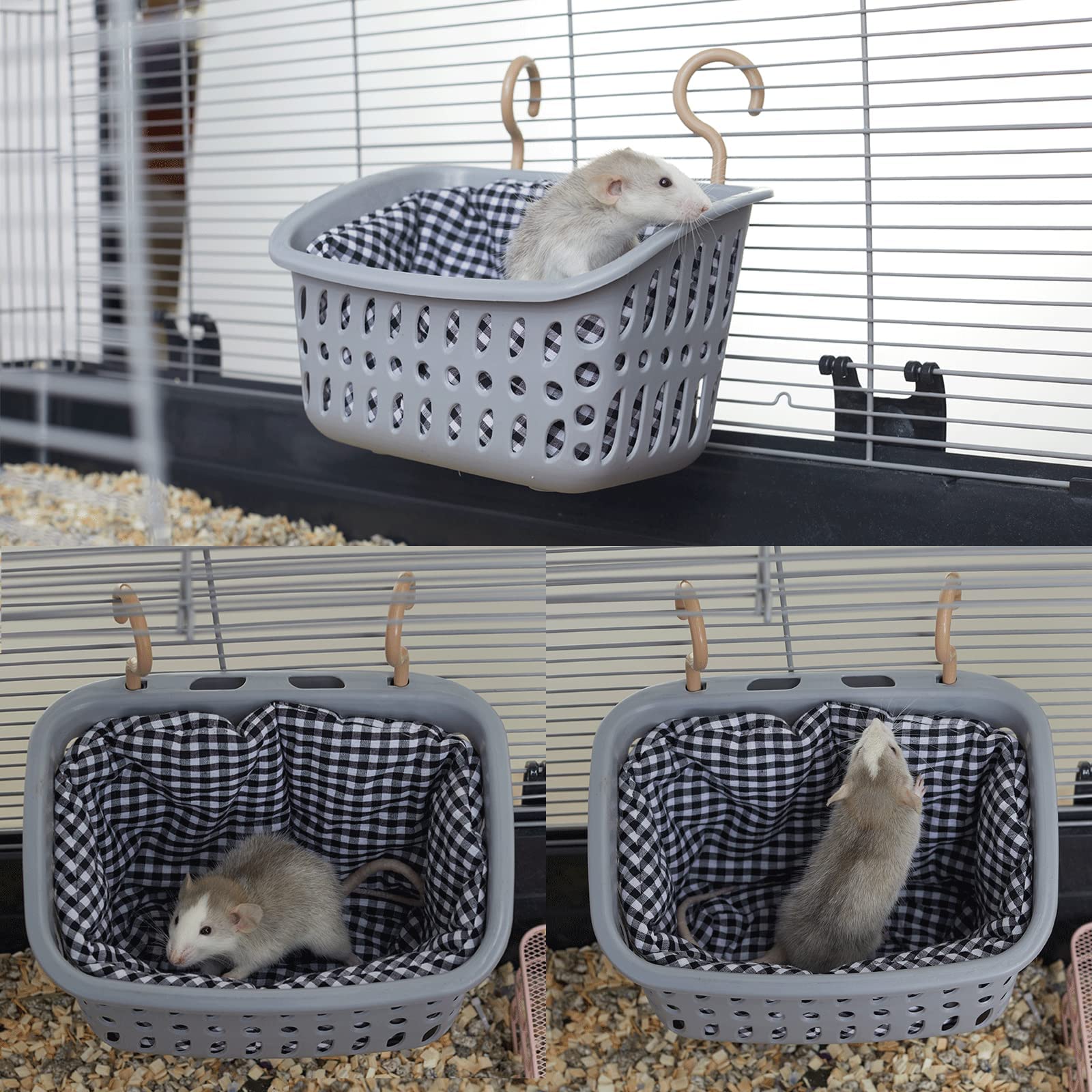 JWShang Chew-Proof Small Rat Hammock - Warm Hanging Bed for Rats, Mice, Guinea Pigs, Chinchillas, Sugar Gliders & Ferrets - Durable Cage Accessories for Small Animals - Perfect for Cozy Napping & Playtime in Cages
