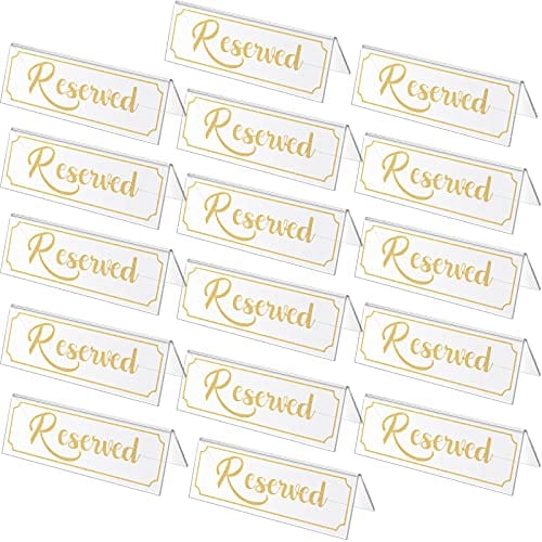 16-Piece Acrylic Reserved Table Tent Signs - Clear Wedding Seating Number Holders for Restaurants, Offices, Meetings & Christmas Parties (Gold) - Perfect for Event Planning & Venue Decorations