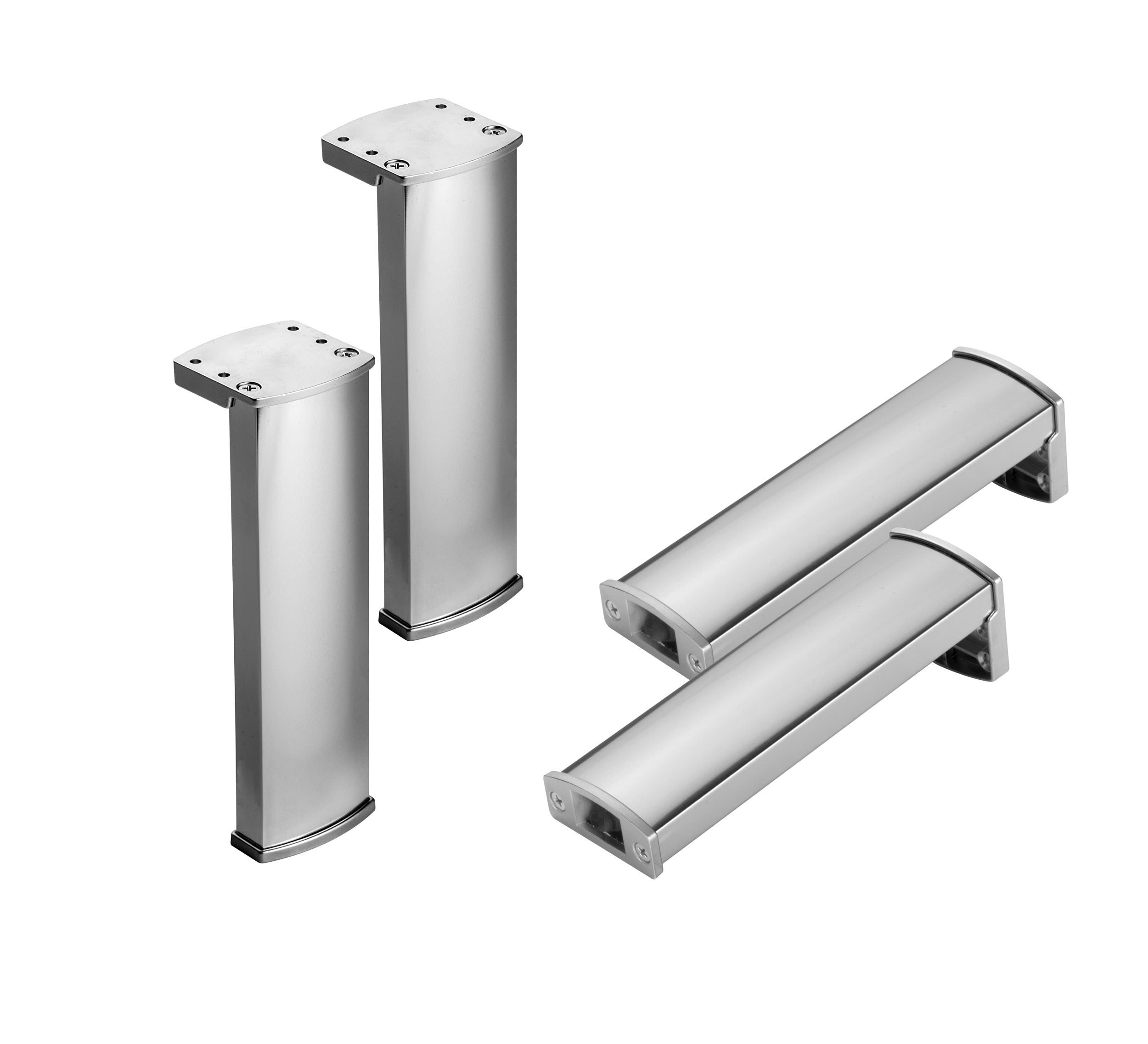 VALENZUELA 7 1/6 Inch Cabinet Legs - Set of 4 Chrome Metal Furniture Legs for Kitchen Island, Dresser, TV Stand & DIY Home Decor Projects