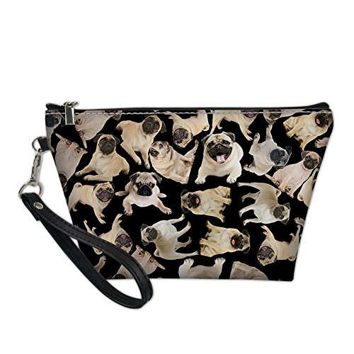 UNICEU Durable PU Leather Makeup Bag - Waterproof Cosmetic Pouch for Travel, Toiletry Storage & Organization - Cute Pug Design Clutch Purse - Perfect for Gym, Vacation & Daily Essentials