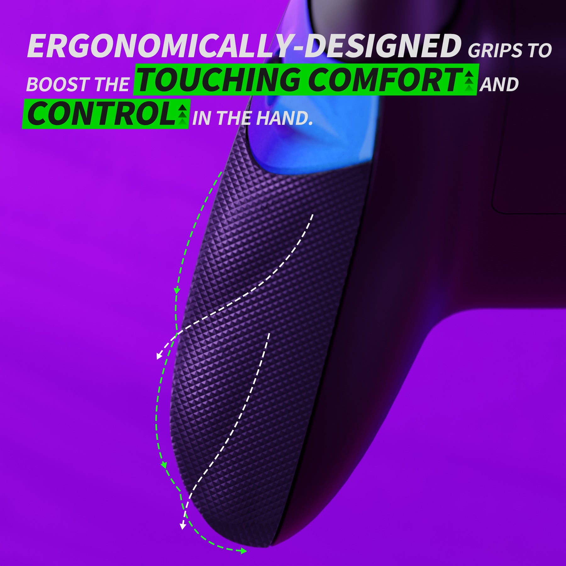 eXtremeRate Flexor Clicky Rubberized Side Rail Grips & Trigger Stop Kit for Xbox Series X/S Controller - Diamond Textured Chameleon Purple Blue Anti-Slip Ergonomic Handle Grips - Perfect for FPS Gaming & Long Play Sessions (PX3Q3002P)